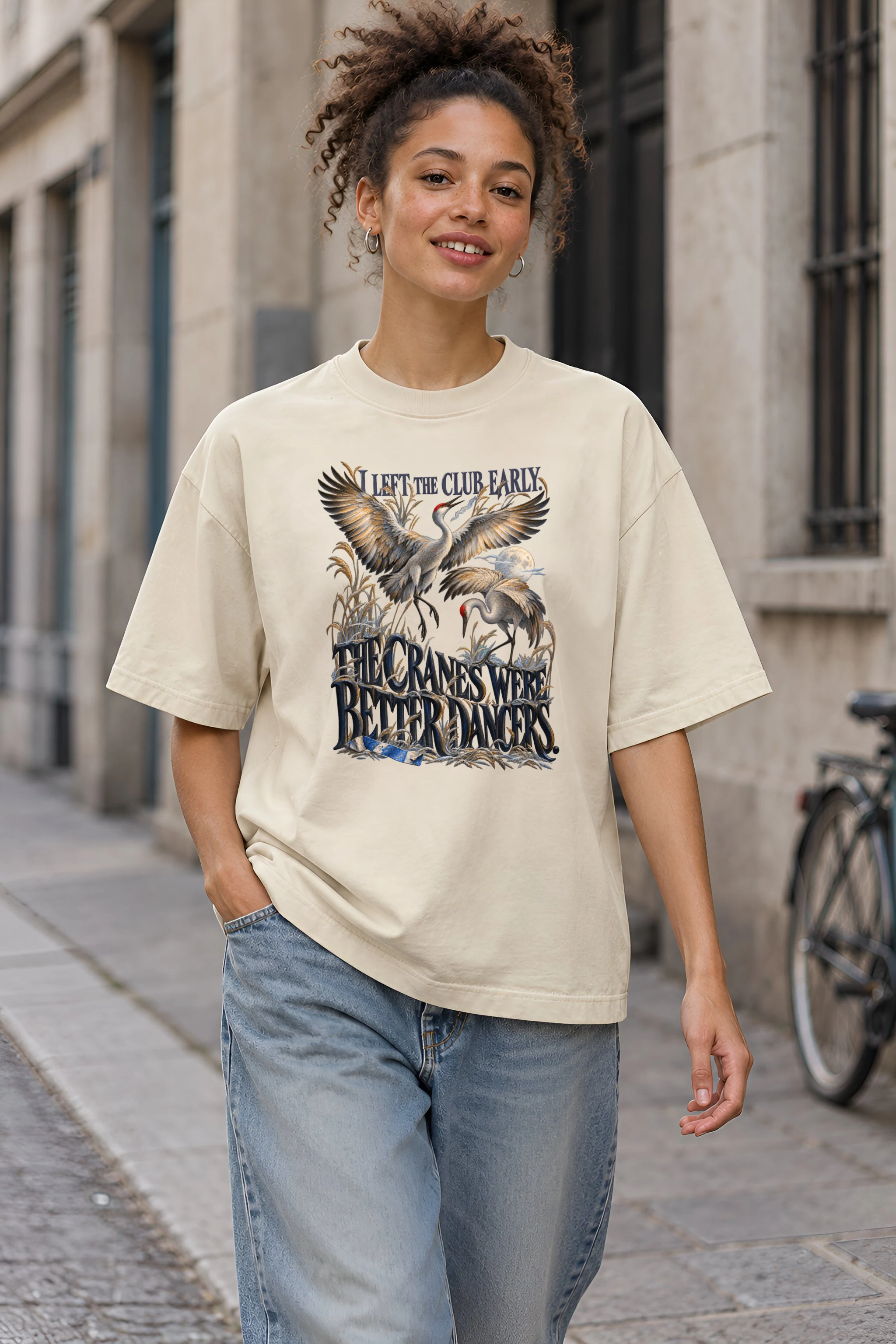 "The Cranes Were Better Dancers" Unisex Oversized Heavyweight Crewneck T-Shirt