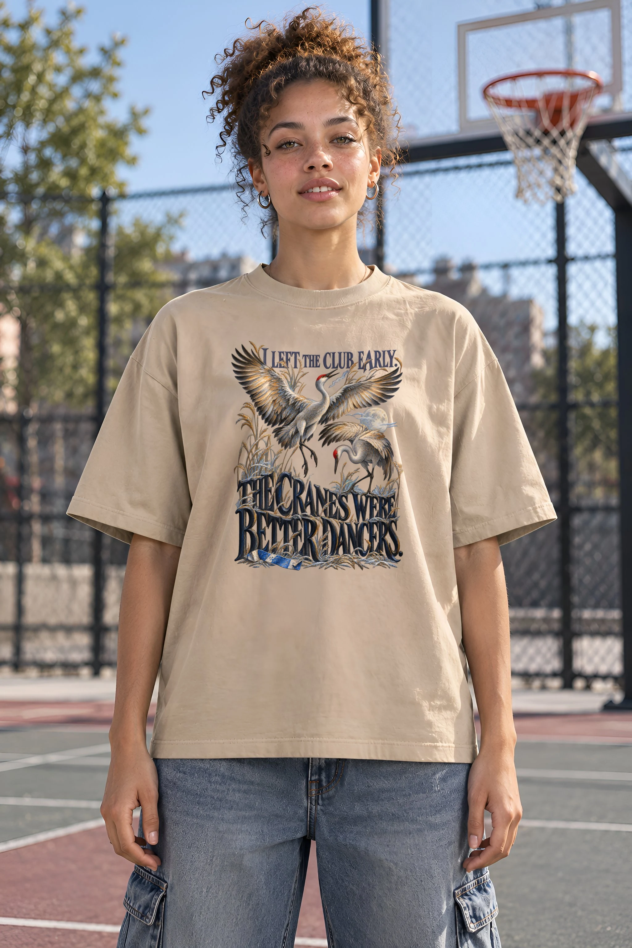 "The Cranes Were Better Dancers" Unisex Oversized Heavyweight Crewneck T-Shirt
