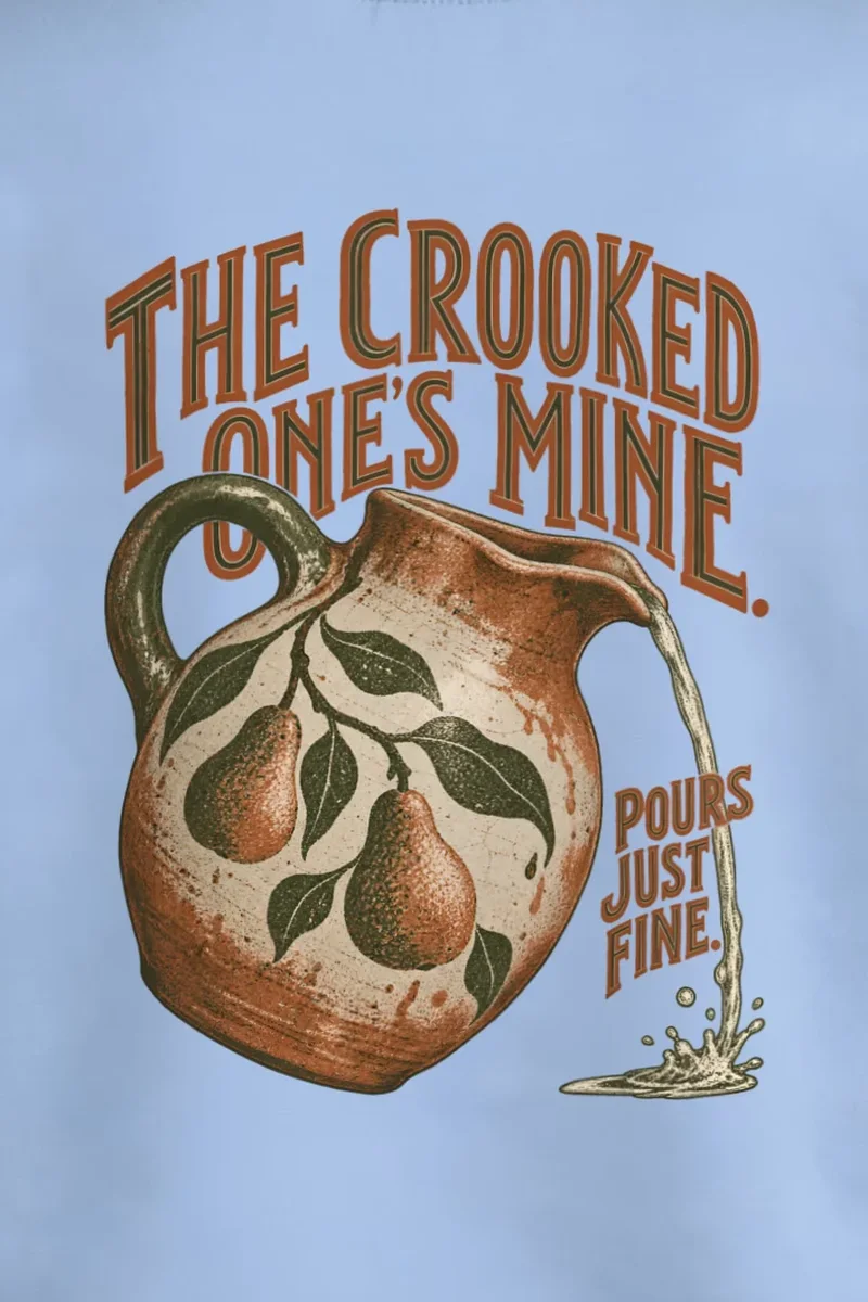 "The Crooked One’s Mine" Heavy Blend Unisex Crewneck Sweatshirt - the graphic up close