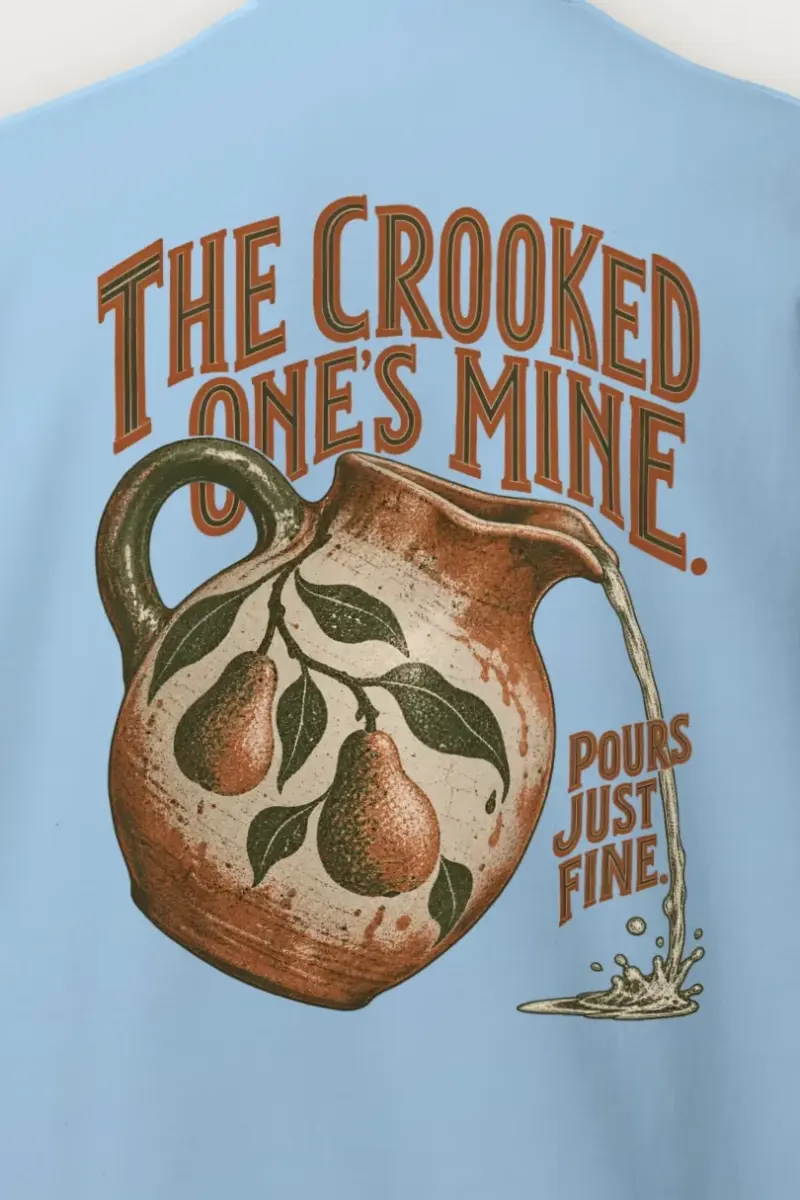 "The Crooked One’s Mine" Heavy Blend Unisex Crewneck Sweatshirt - the graphic up close
