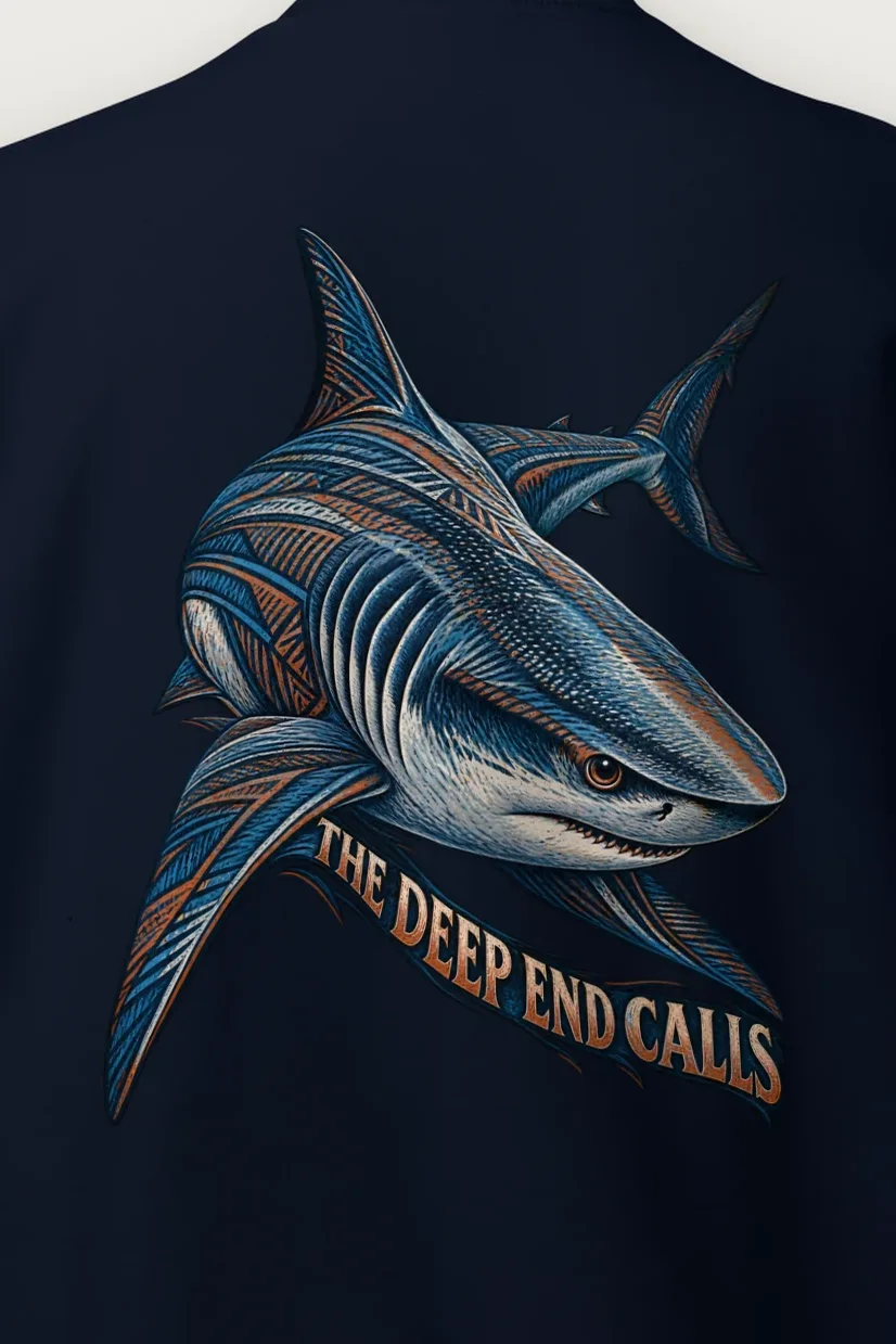 "The Deep End Calls" Heavy Blend Unisex Crewneck Sweatshirt - the graphic up close