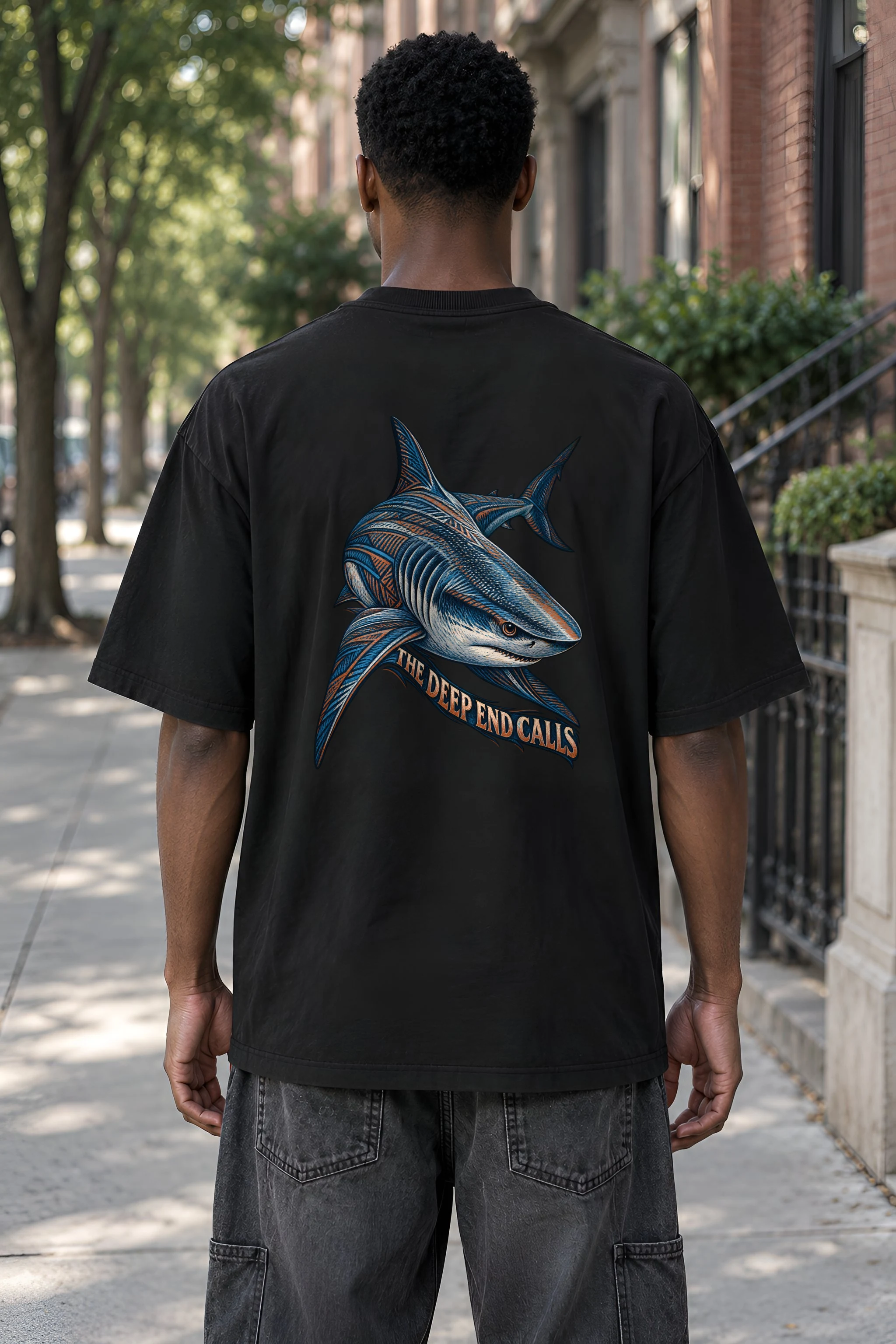 "The Deep End Calls" Men's Oversized Heavyweight Crewneck T-Shirt