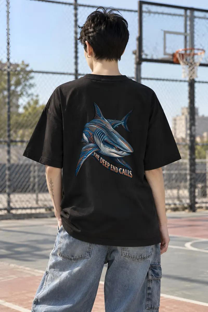 "The Deep End Calls" Unisex Oversized Heavyweight Crewneck T-Shirt