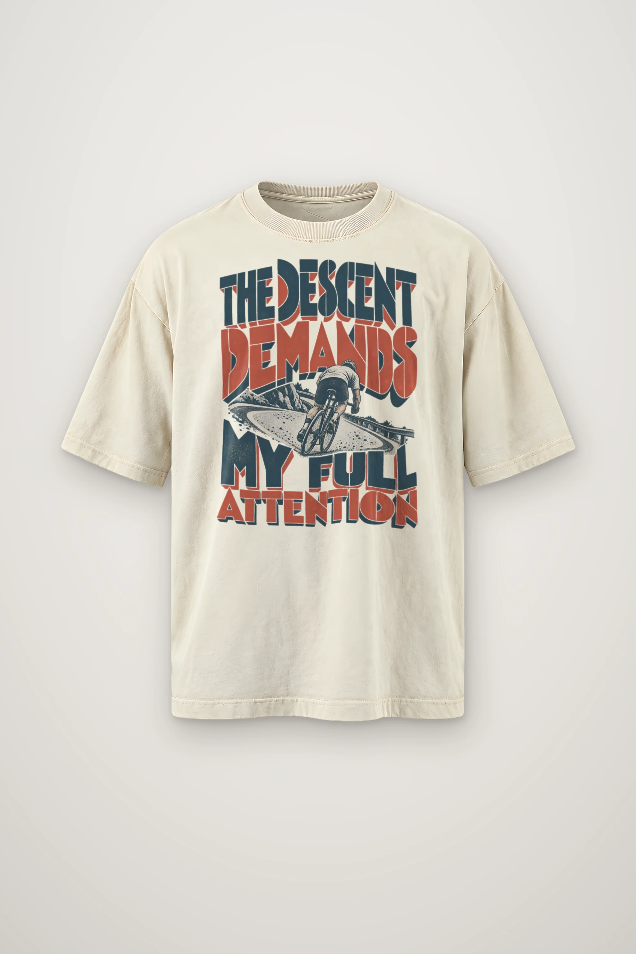 "The Descent Demands My Full Attention" Men's Oversized Heavyweight Crewneck T-Shirt