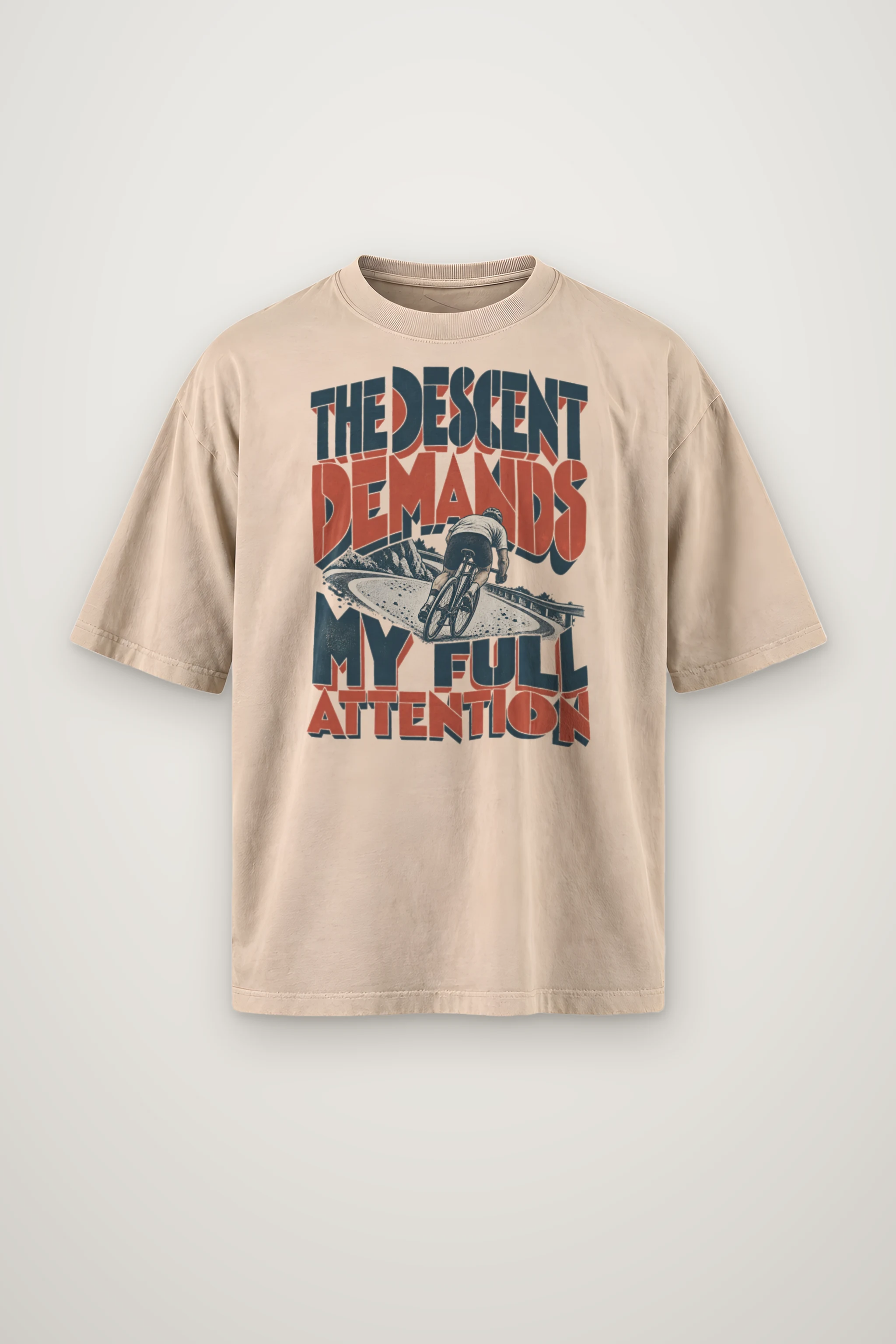 "The Descent Demands My Full Attention" Men's Oversized Heavyweight Crewneck T-Shirt