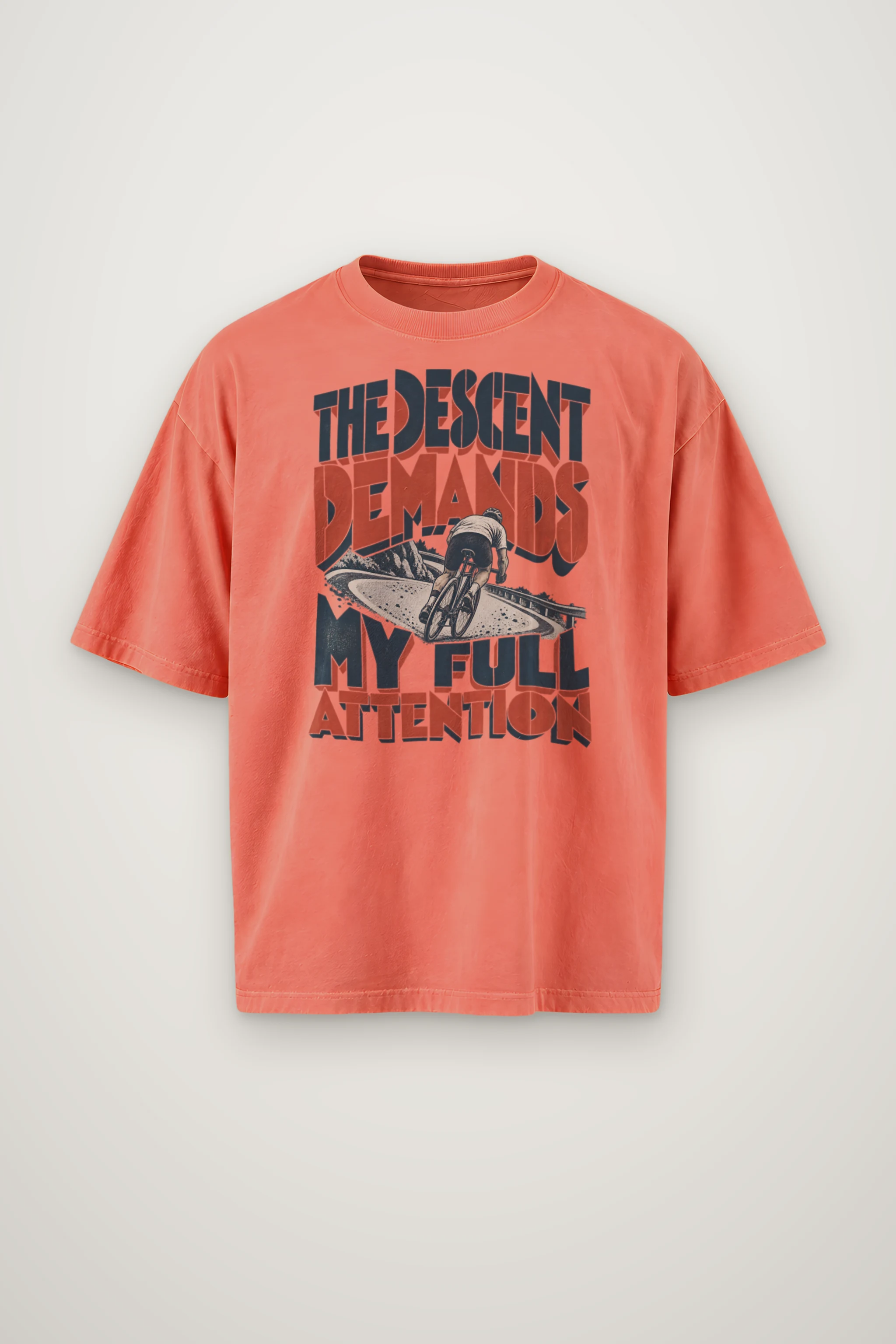 "The Descent Demands My Full Attention" Men's Oversized Heavyweight Crewneck T-Shirt