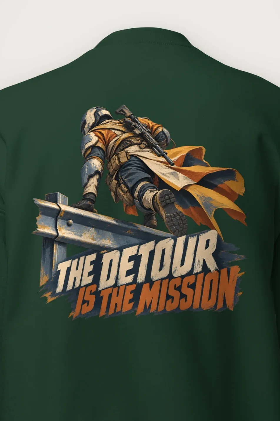 "The Detour Is the Mission" Heavy Blend Unisex Crewneck Sweatshirt - the graphic up close