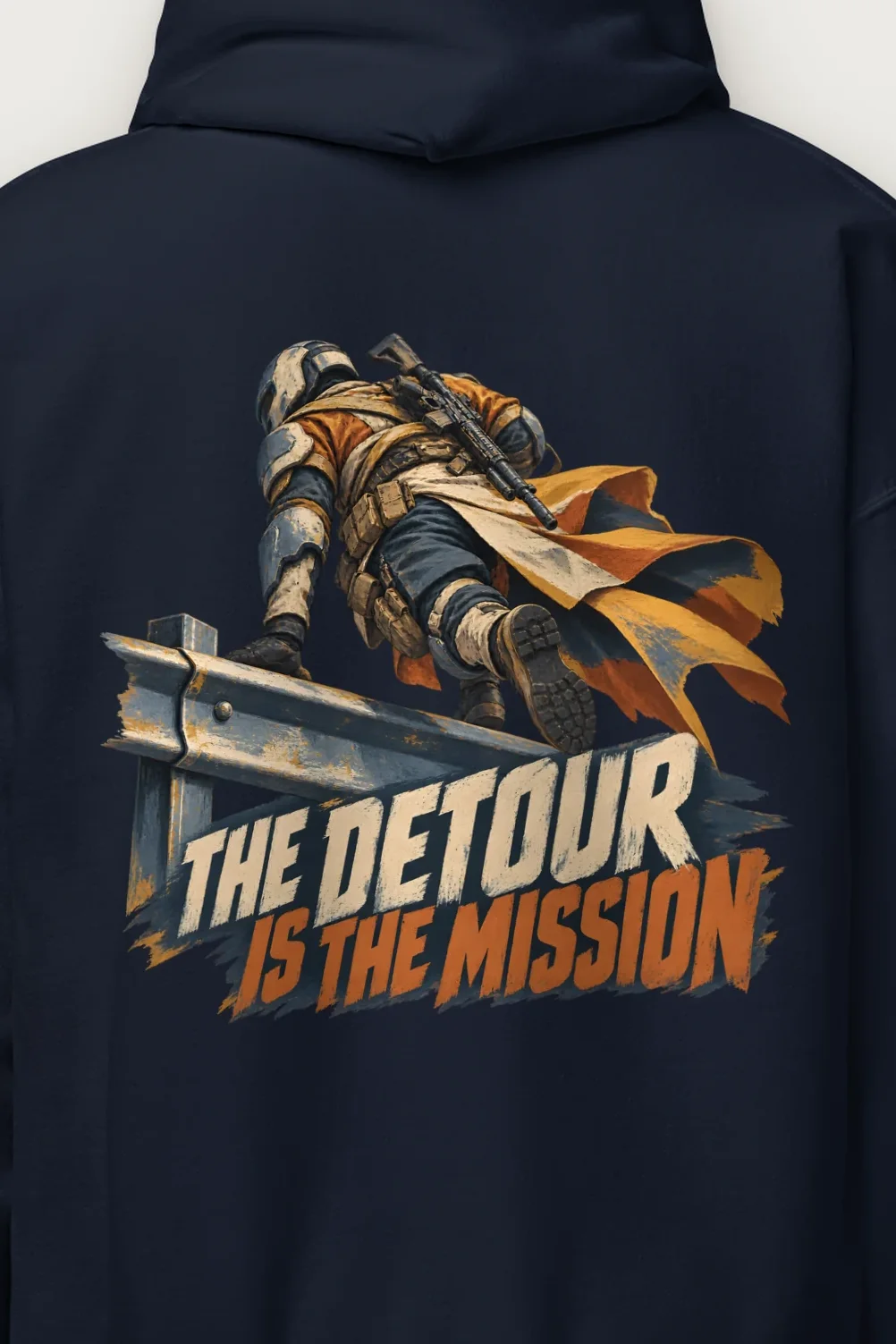 "The Detour Is the Mission" Heavy Blend Unisex Pullover Hoodie - the graphic up close