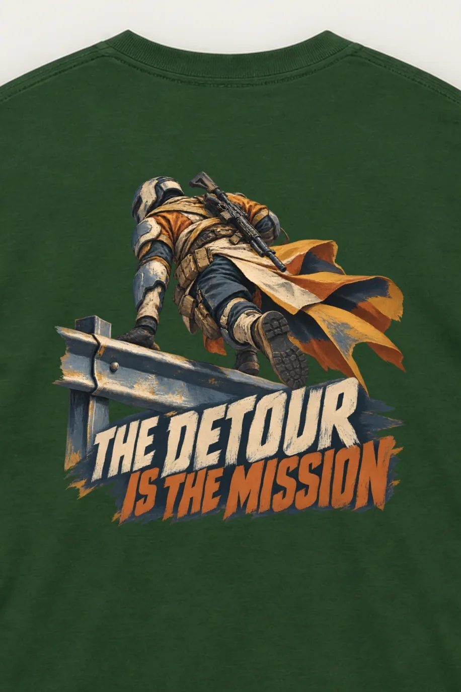 "The Detour Is the Mission" Unisex Longsleeve T-shirt - the graphic up close
