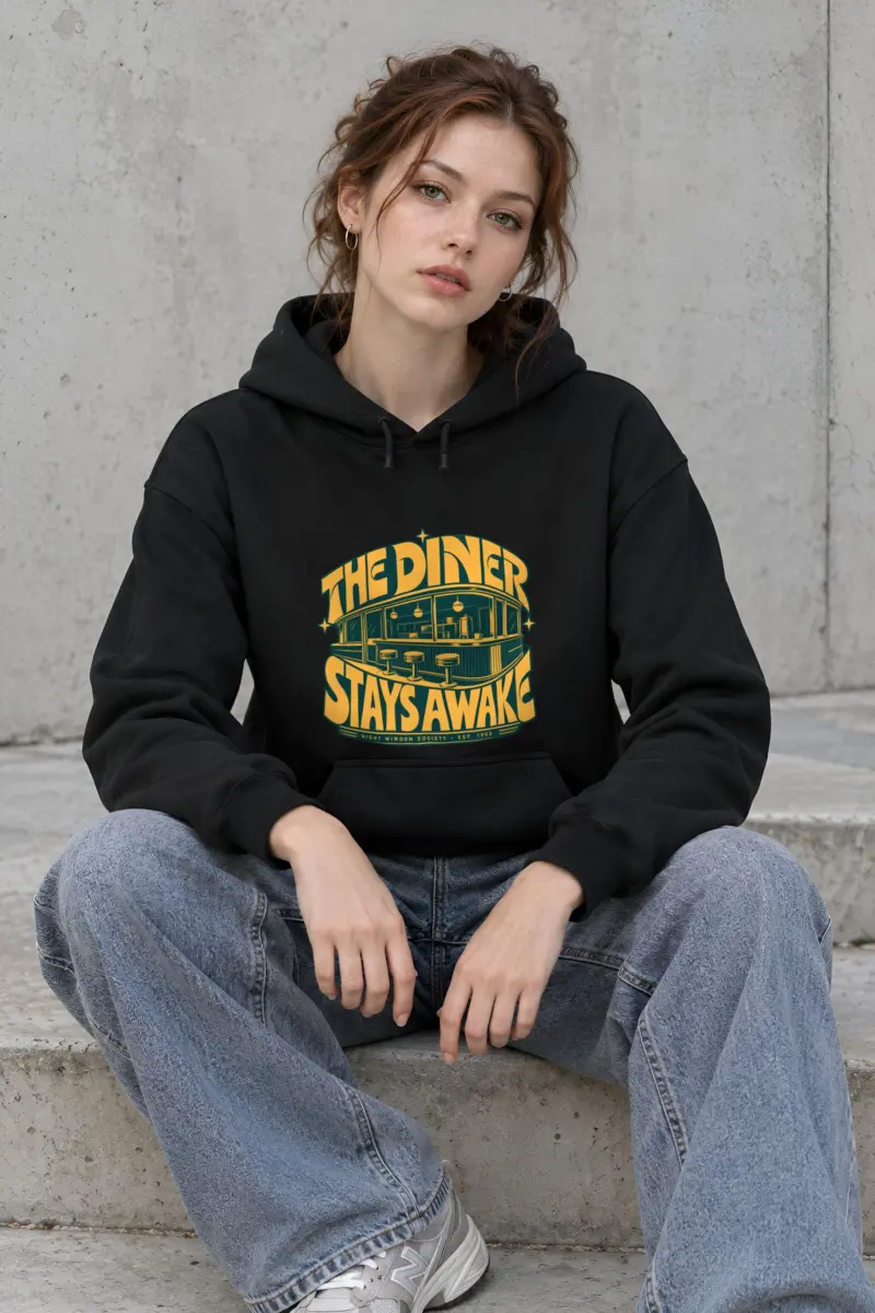 "The Diner Stays Awake" Heavy Blend Unisex Pullover Hoodie