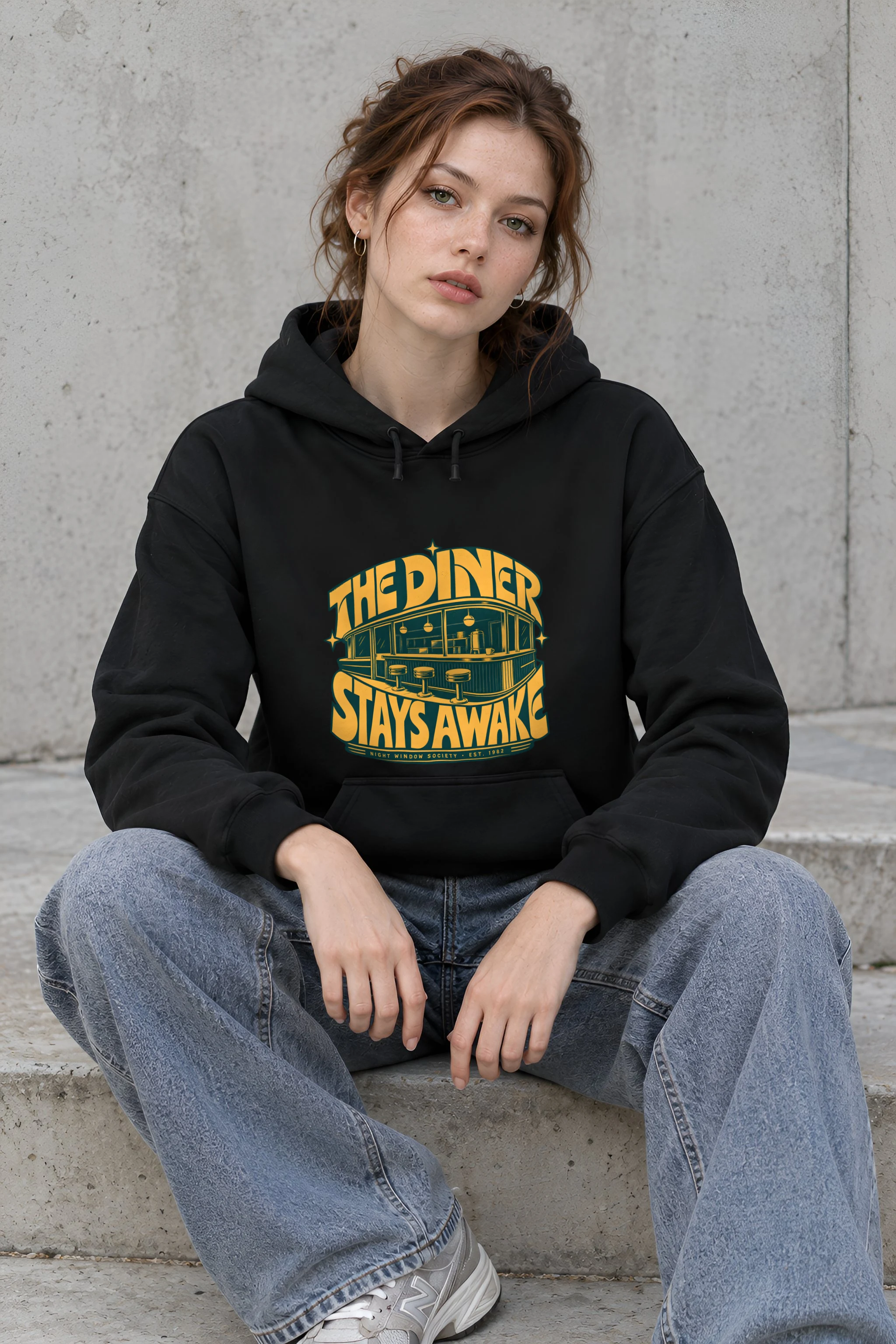 "The Diner Stays Awake" Heavy Blend Unisex Pullover Hoodie