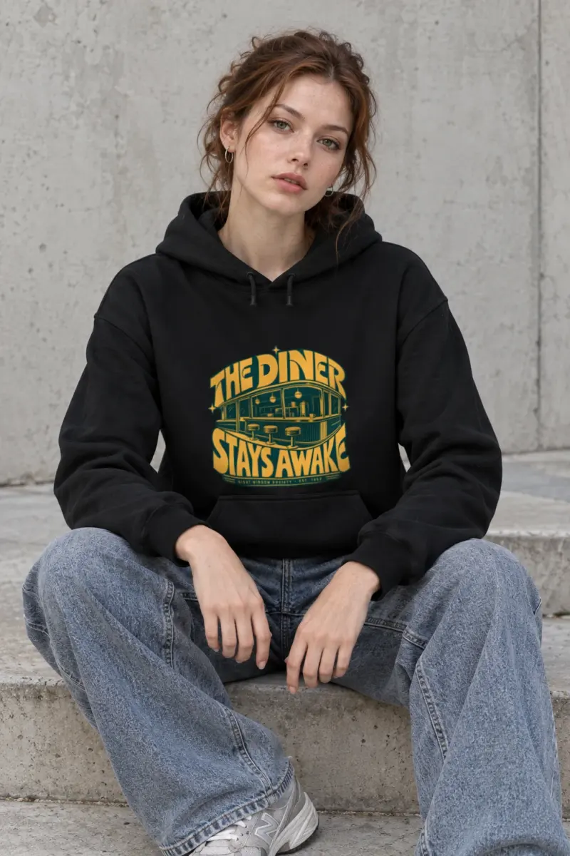 "The Diner Stays Awake" Heavy Blend Unisex Pullover Hoodie