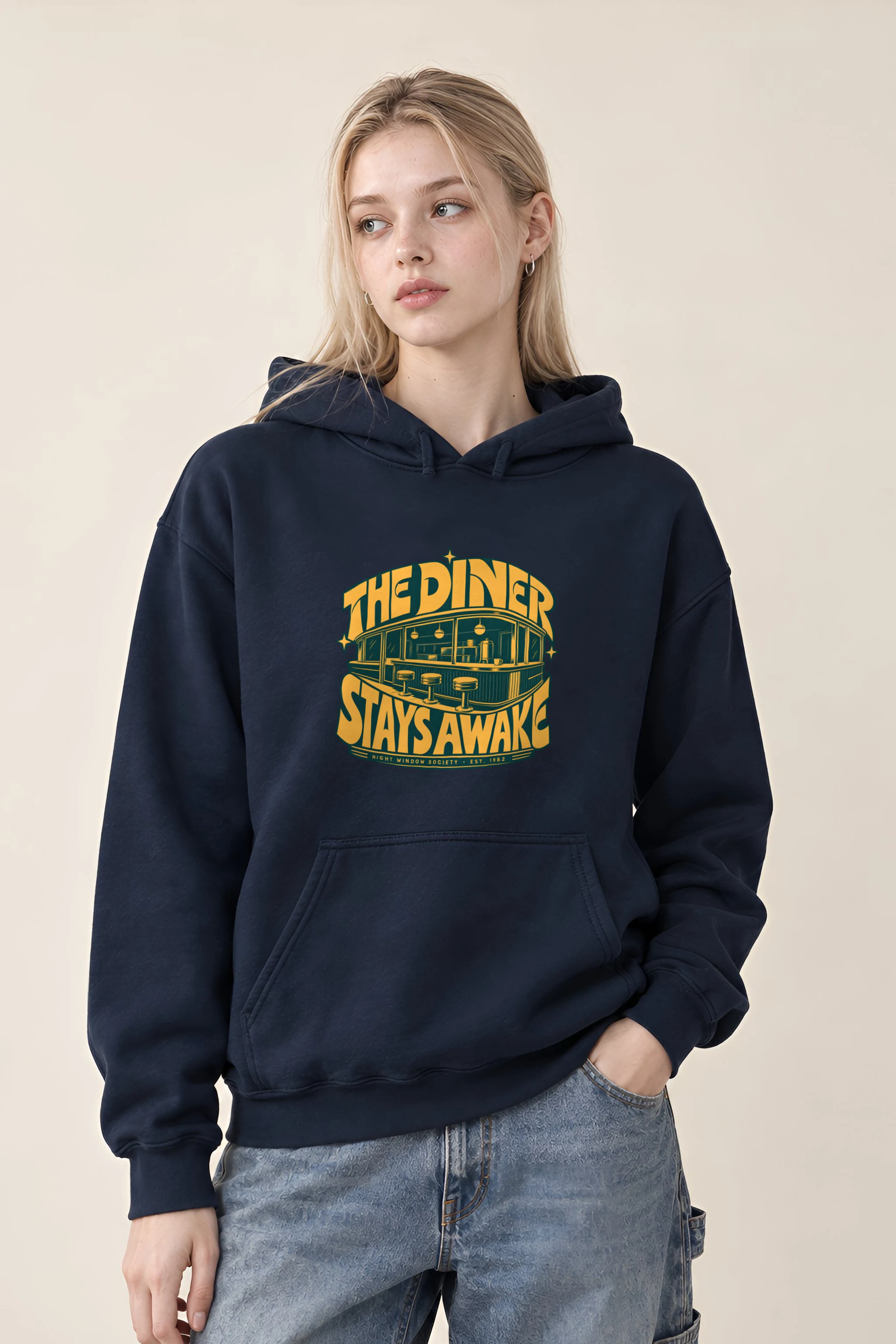 "The Diner Stays Awake" Heavy Blend Unisex Pullover Hoodie