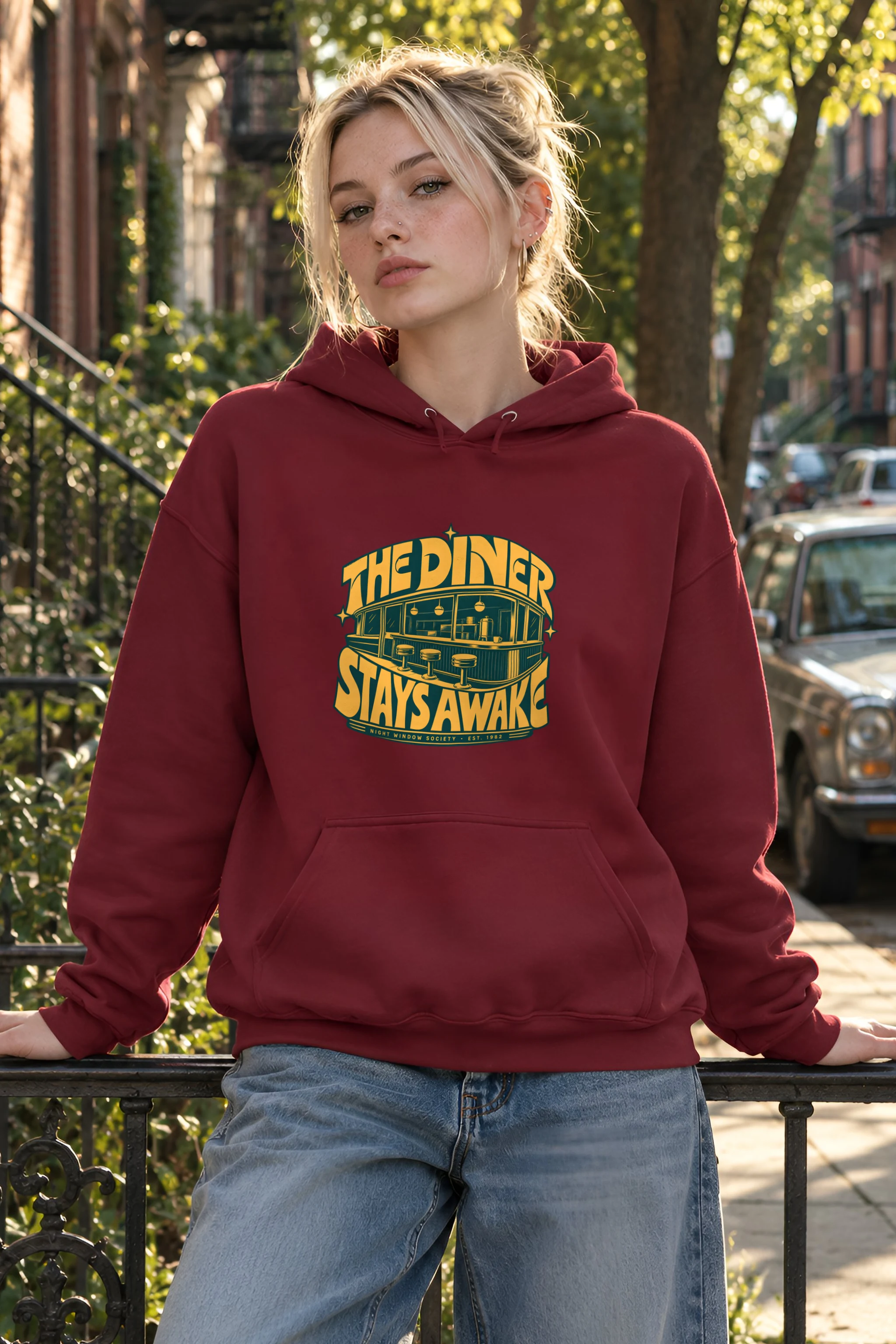 "The Diner Stays Awake" Heavy Blend Unisex Pullover Hoodie