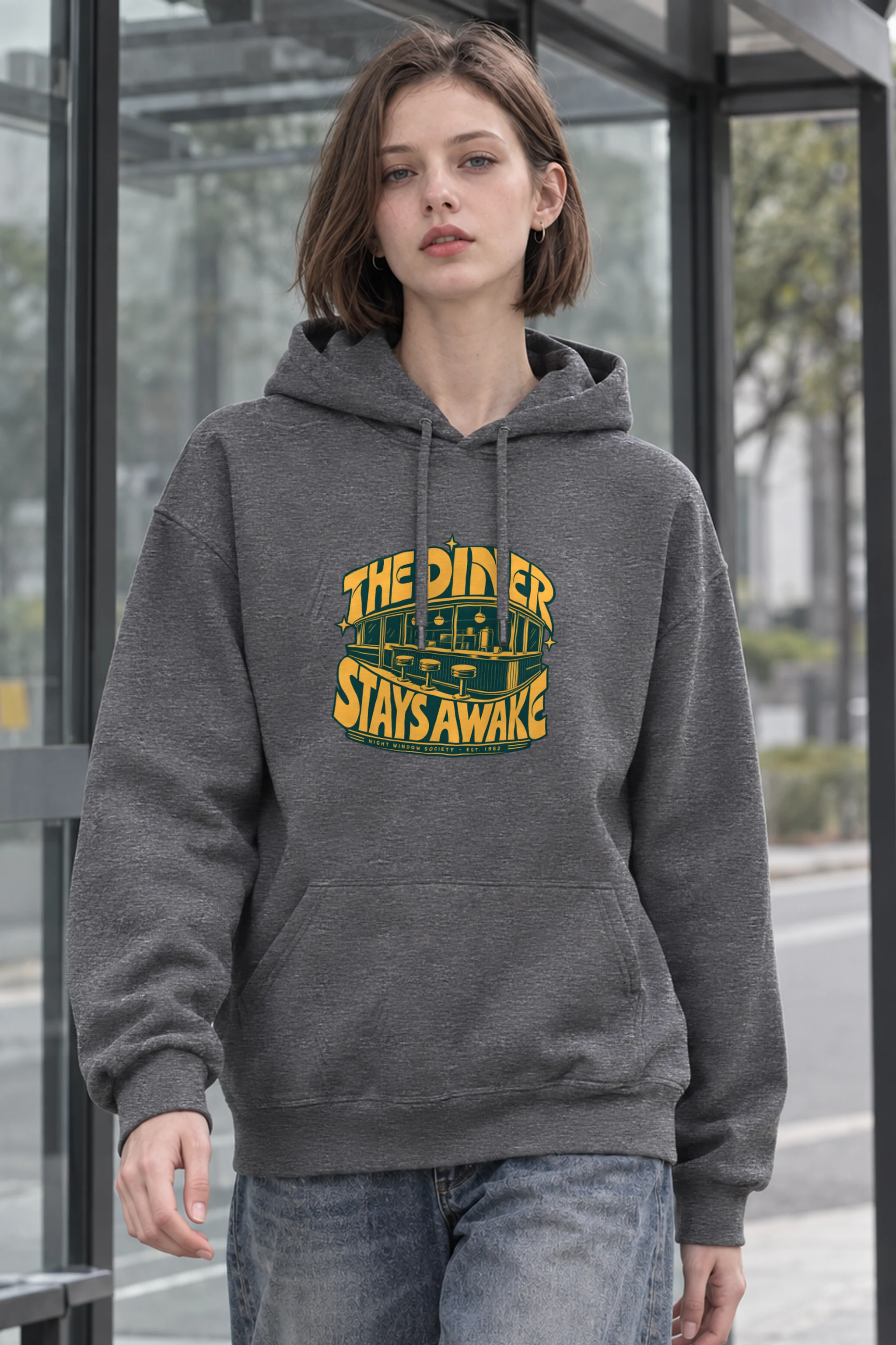 "The Diner Stays Awake" Heavy Blend Unisex Pullover Hoodie