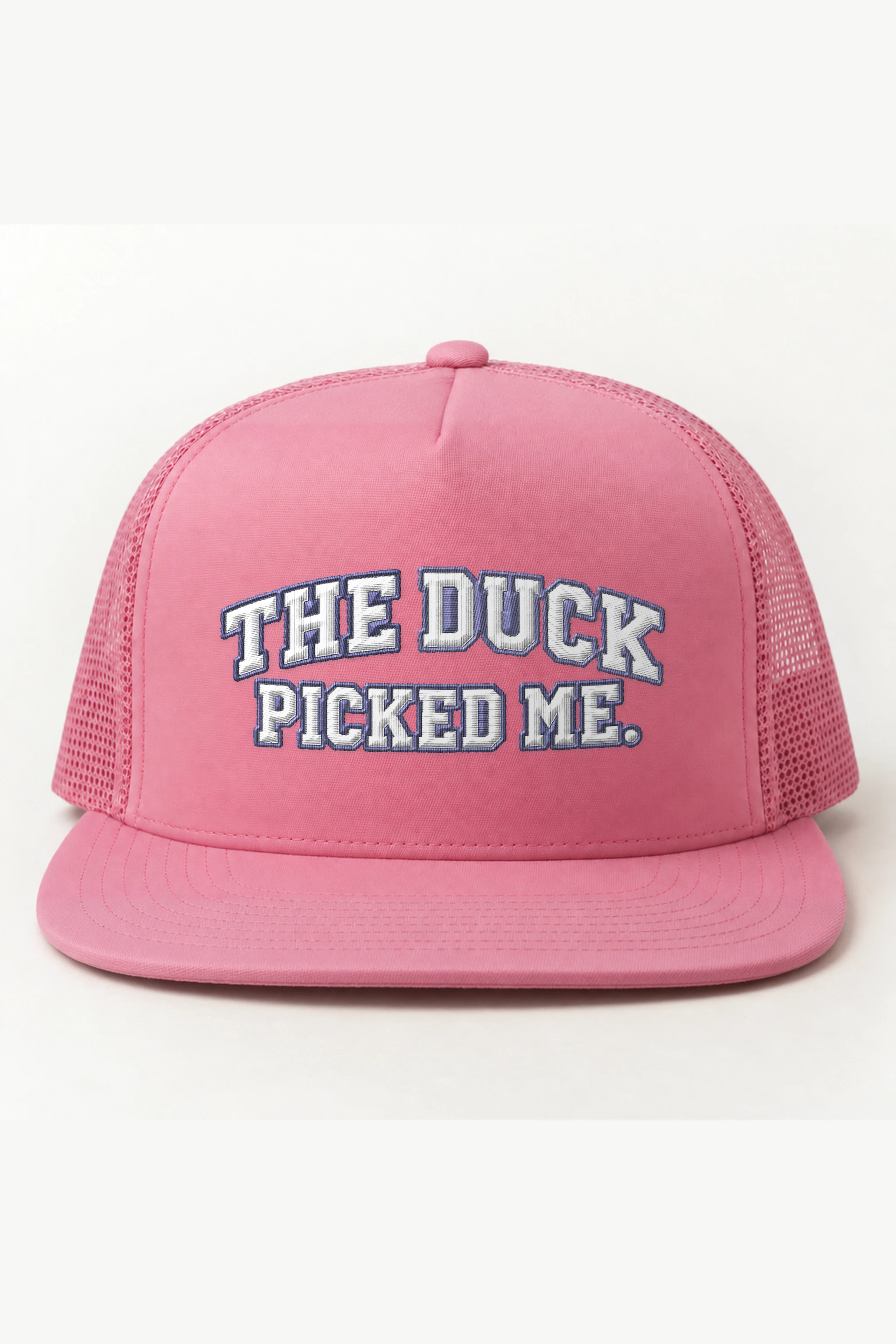"The Duck Picked Me" 5 Panel Trucker Cap · Embroidered