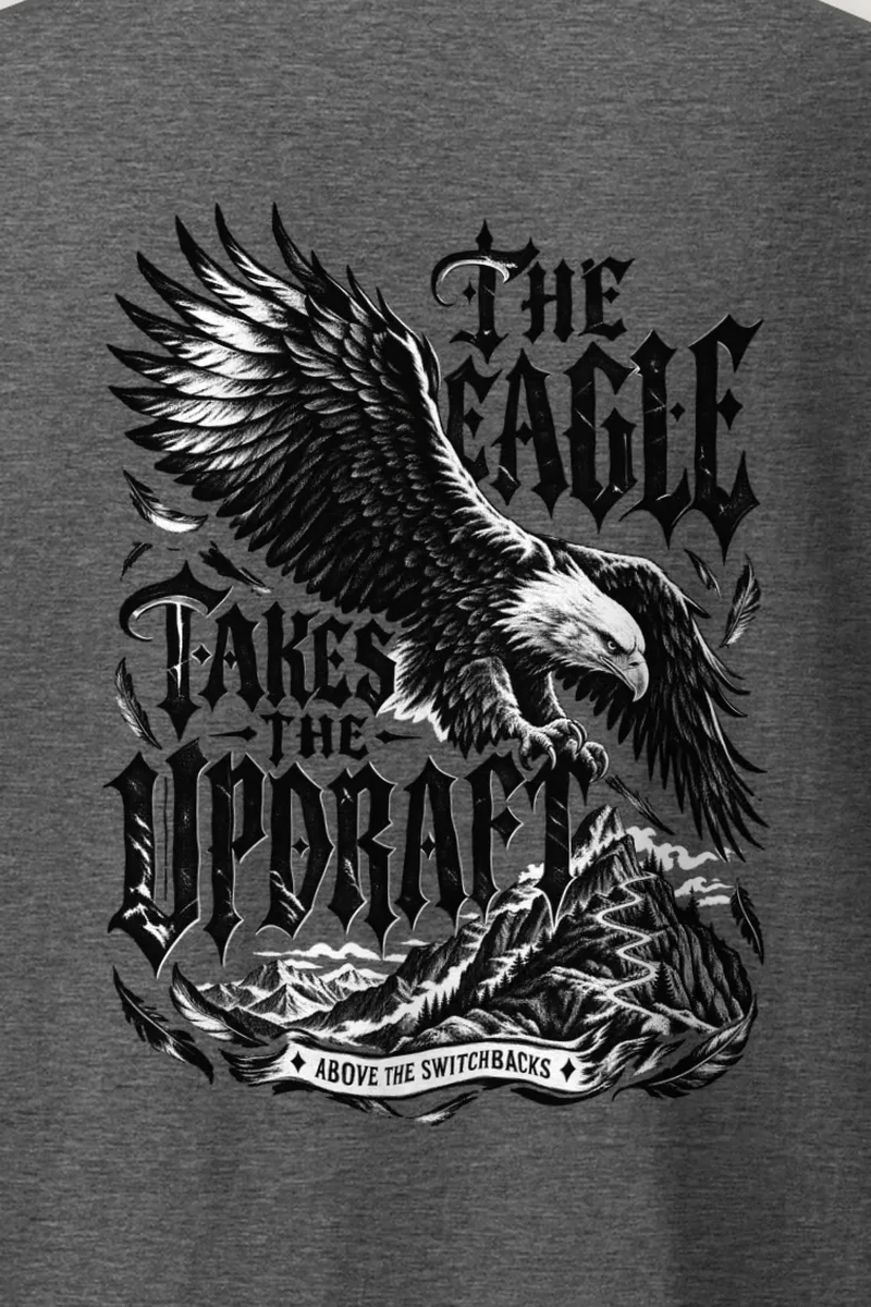 "The Eagle Takes the Updraft" Heavyweight Unisex Crewneck T-shirt - the graphic up close