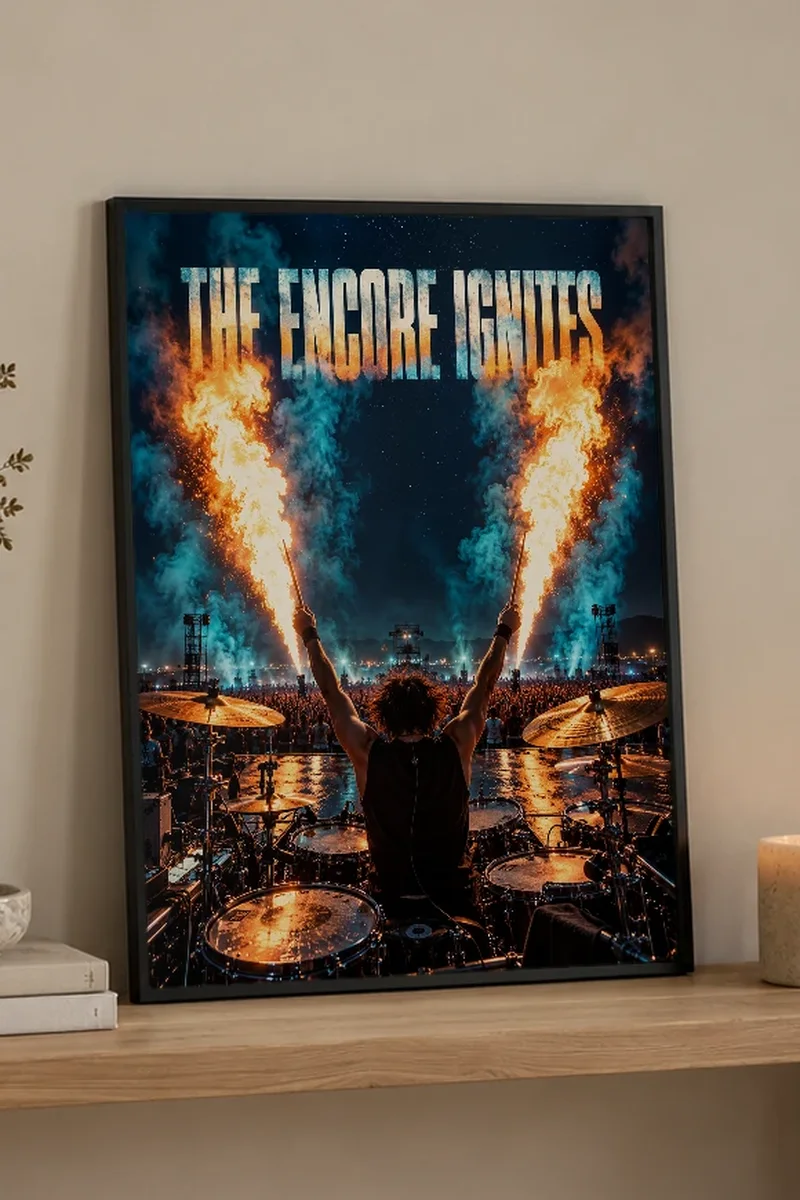 "The Encore Ignites" Premium Wooden Framed Poster - the graphic up close