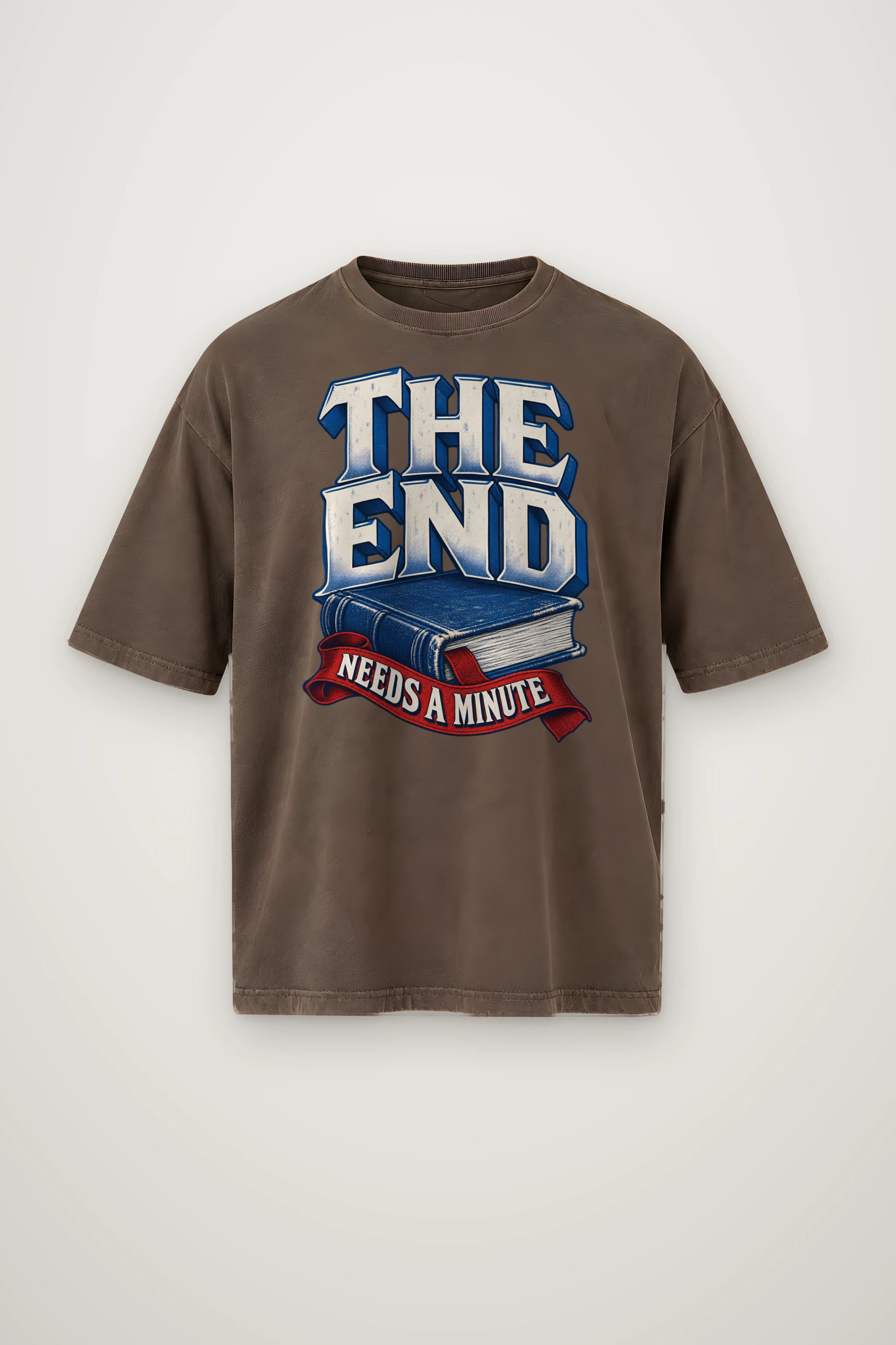 "The End Needs a Minute" Men's Oversized Heavyweight Crewneck T-Shirt