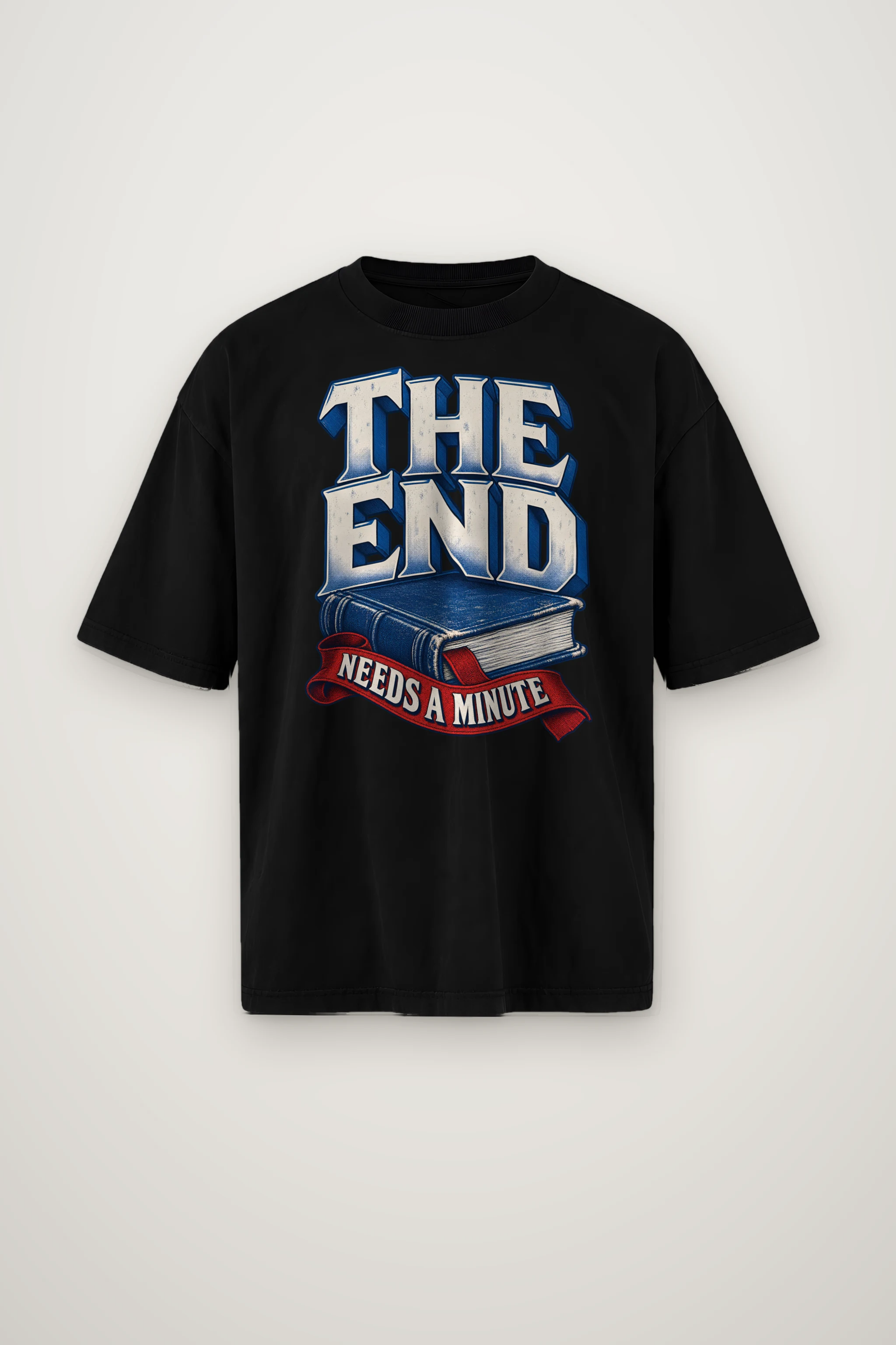 "The End Needs a Minute" Men's Oversized Heavyweight Crewneck T-Shirt