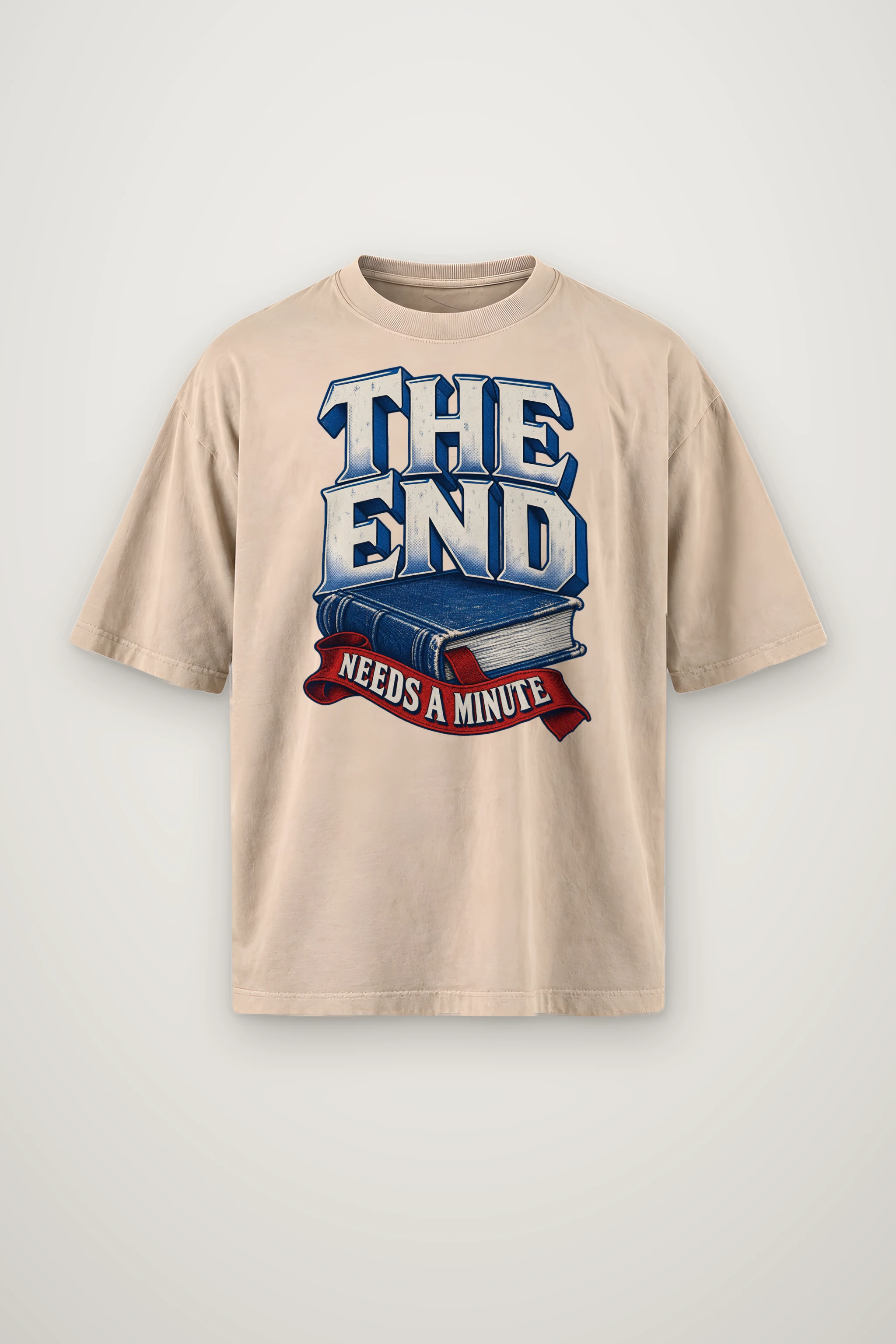 "The End Needs a Minute" Men's Oversized Heavyweight Crewneck T-Shirt