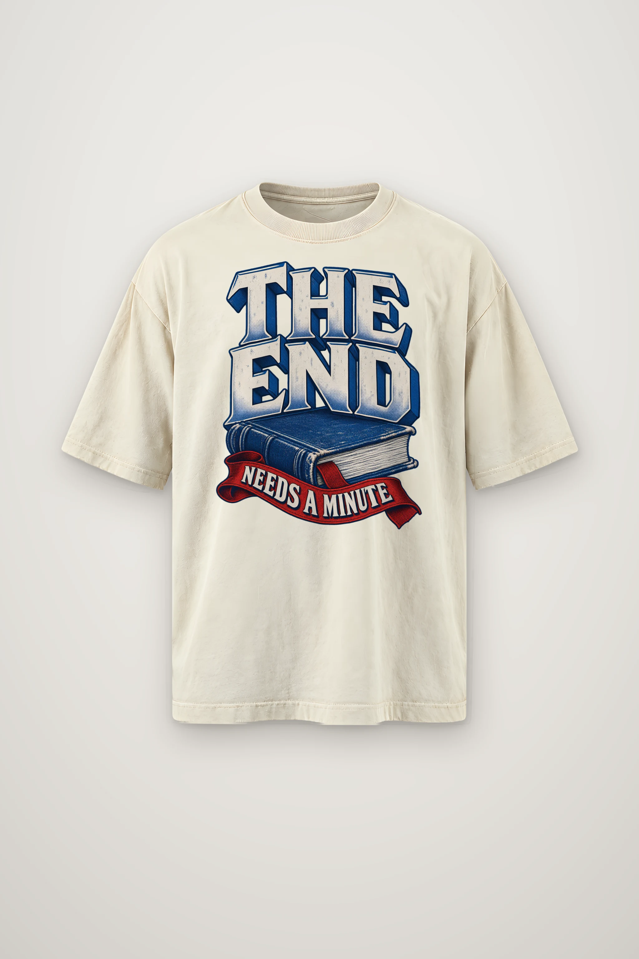 "The End Needs a Minute" Men's Oversized Heavyweight Crewneck T-Shirt