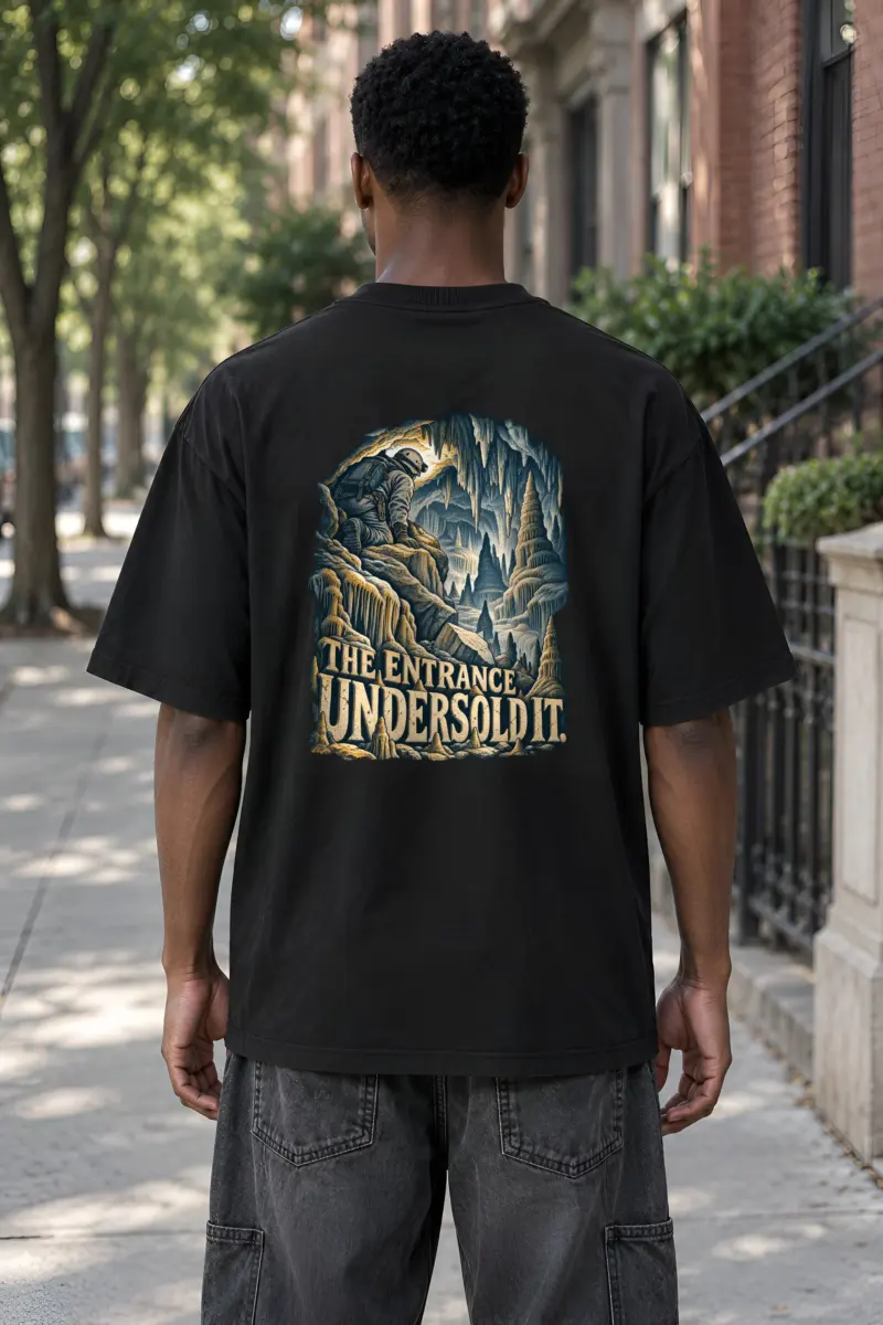“The Entrance Undersold It” Men’s Oversized Heavyweight Crewneck T-Shirt
