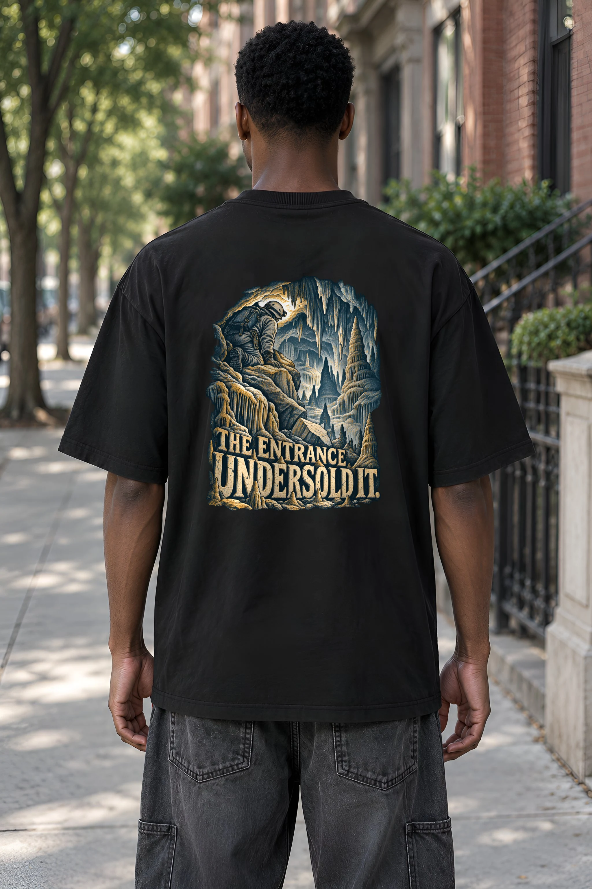 "The Entrance Undersold It" Men's Oversized Heavyweight Crewneck T-Shirt