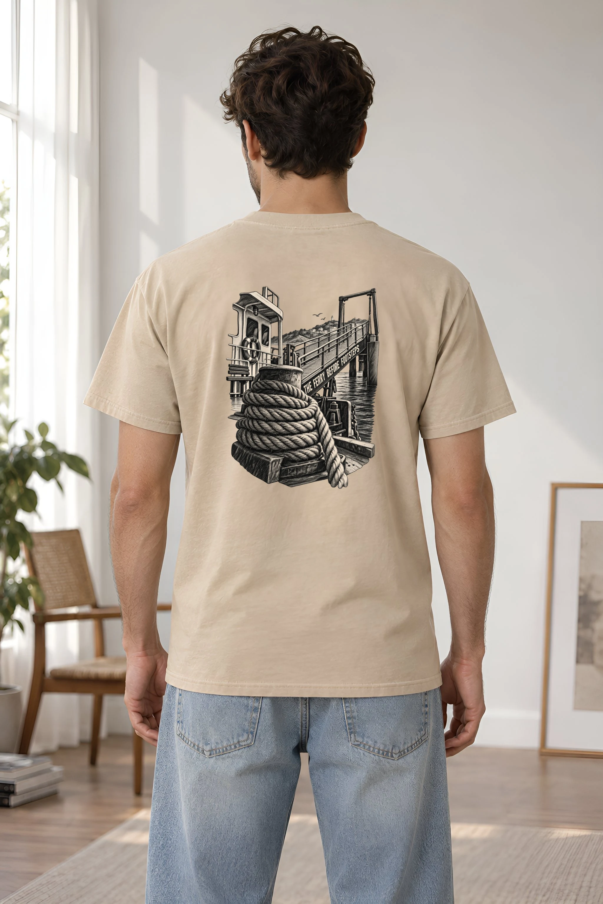 "The Ferry Before Footsteps" Heavyweight Unisex Crewneck T-shirt