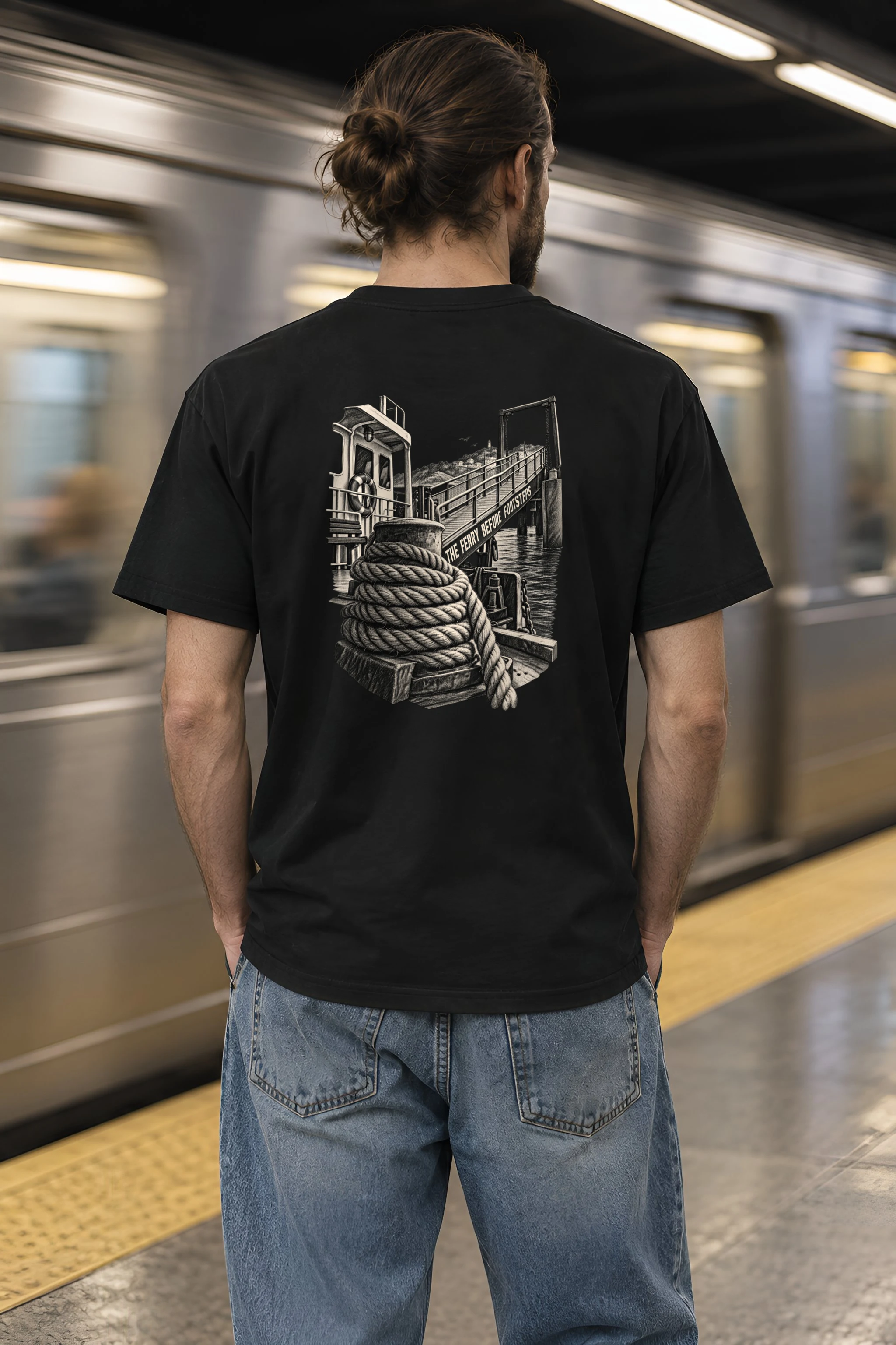 "The Ferry Before Footsteps" Heavyweight Unisex Crewneck T-shirt