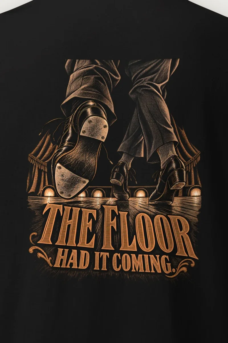 "The Floor Had It Coming" Heavyweight Unisex Crewneck T-shirt - the graphic up close
