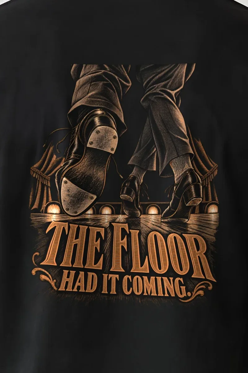 "The Floor Had It Coming" Heavyweight Unisex Crewneck T-shirt - the graphic up close