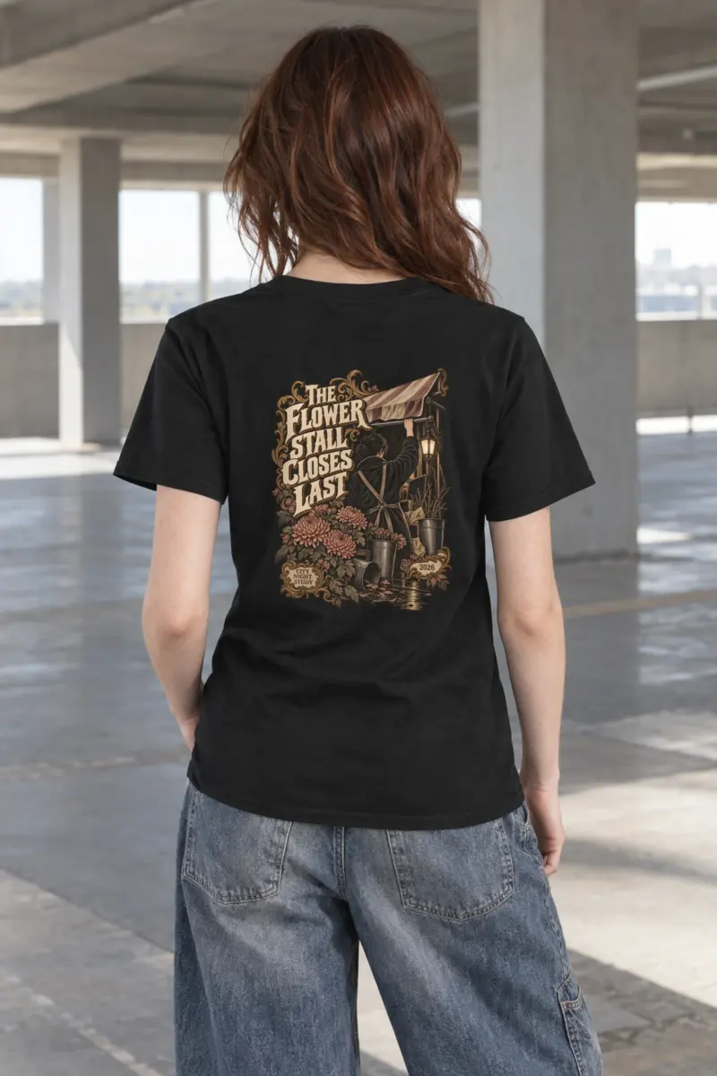 “THE FLOWER STALL CLOSES LAST” Heavyweight Unisex Crewneck T-shirt