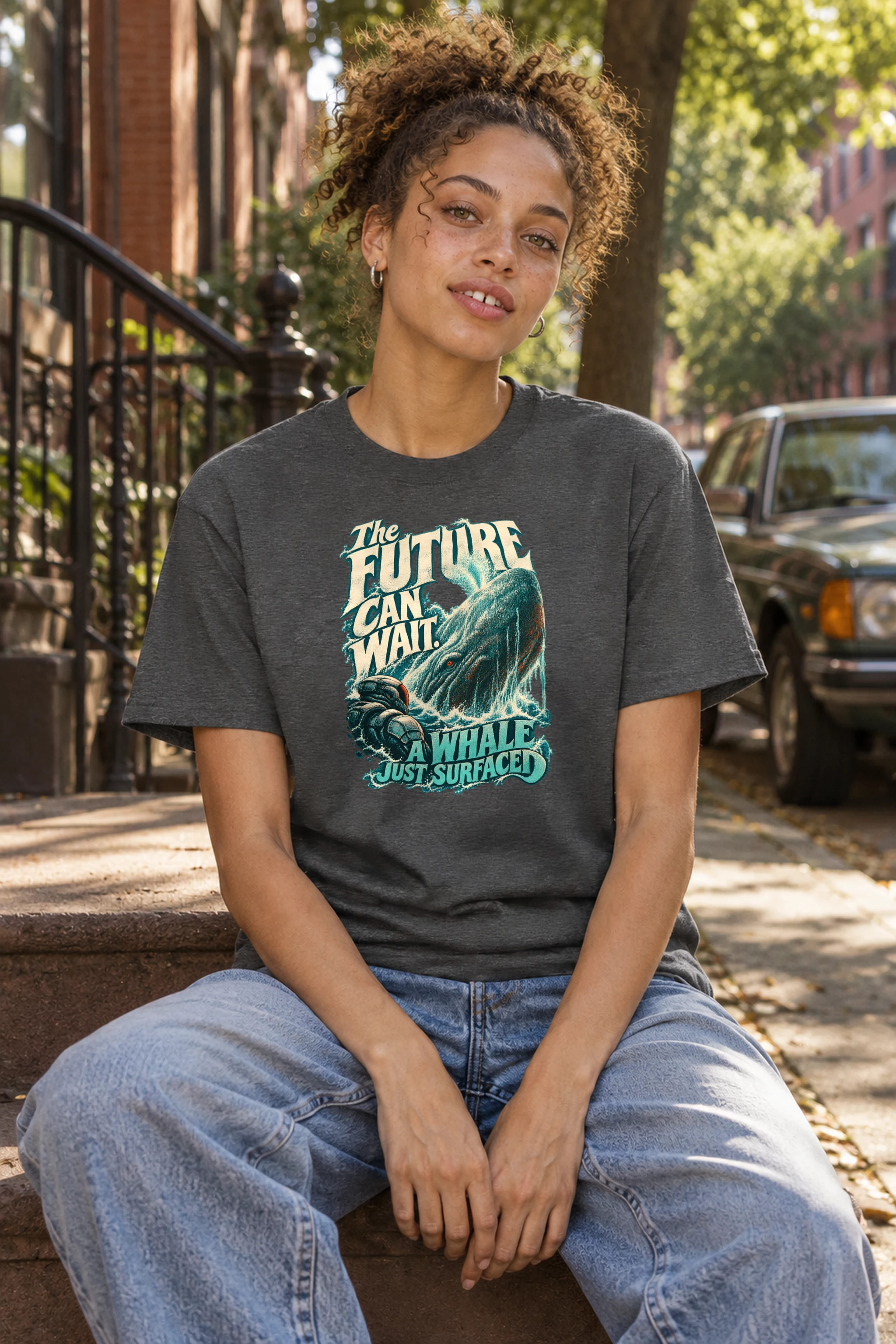 "The Future Can Wait" Heavyweight Unisex Crewneck T-shirt