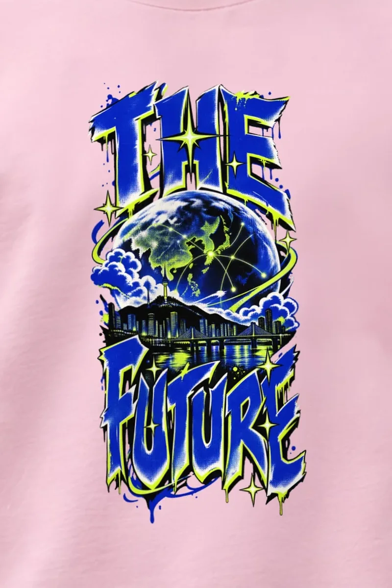 "Blue Yellow Future Graphic" 1 Crewneck Sweatshirt - the graphic up close