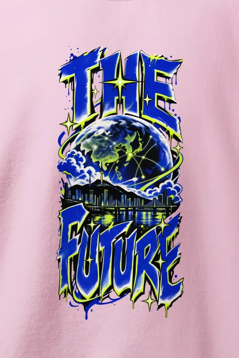 "Blue Yellow Future Graphic" Heavy Blend Unisex Crewneck Sweatshirt - the graphic up close