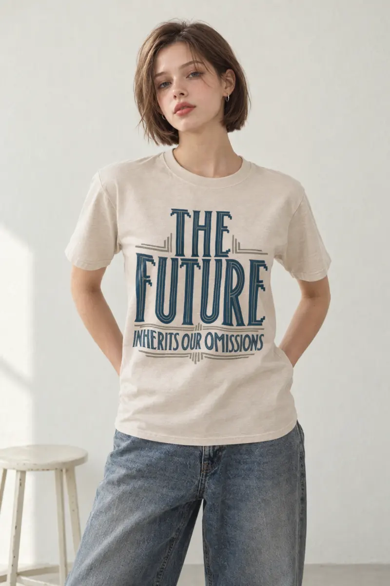 "The Future Inherits Our Omissions" Heavyweight Unisex Crewneck T-shirt
