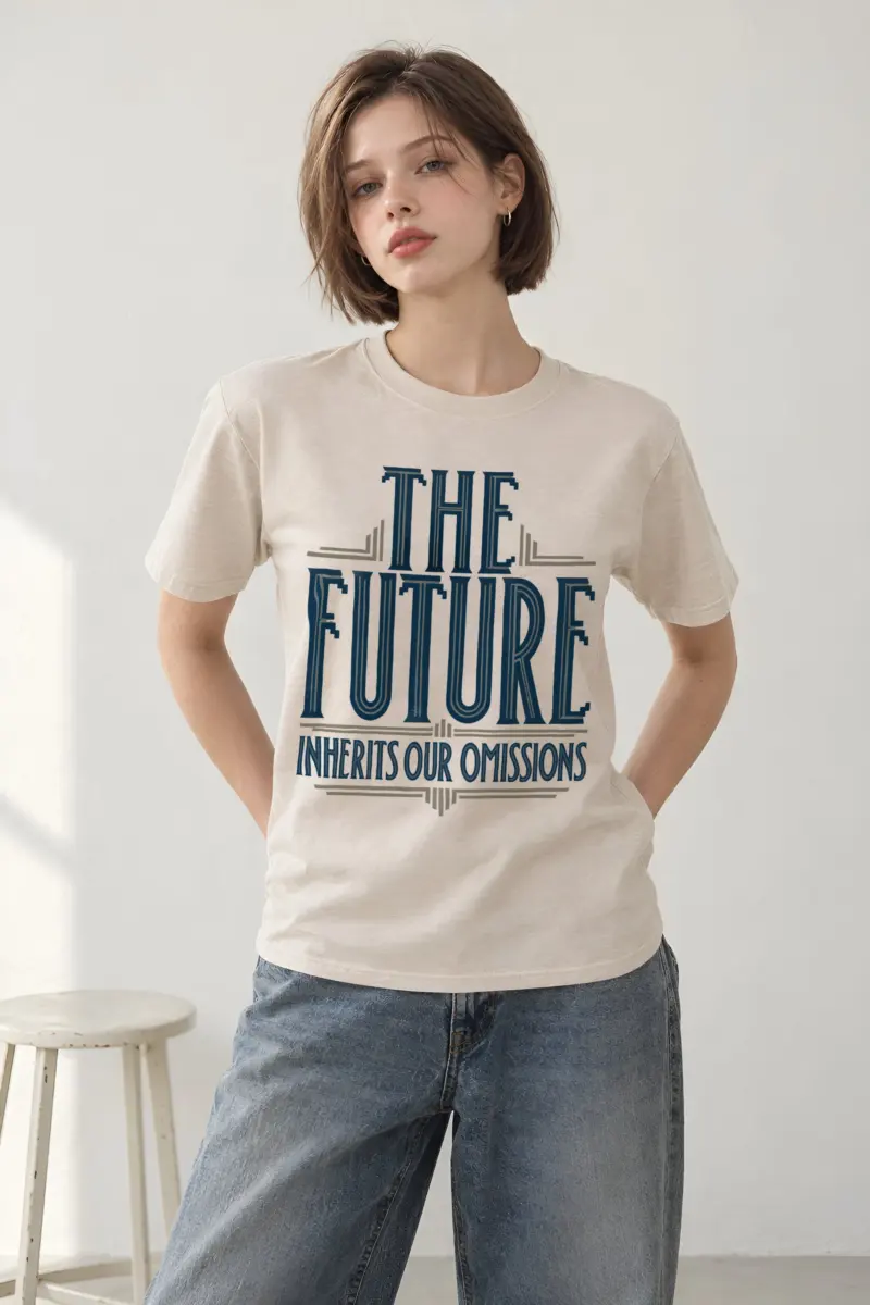 "The Future Inherits Our Omissions" Heavyweight Unisex Crewneck T-shirt