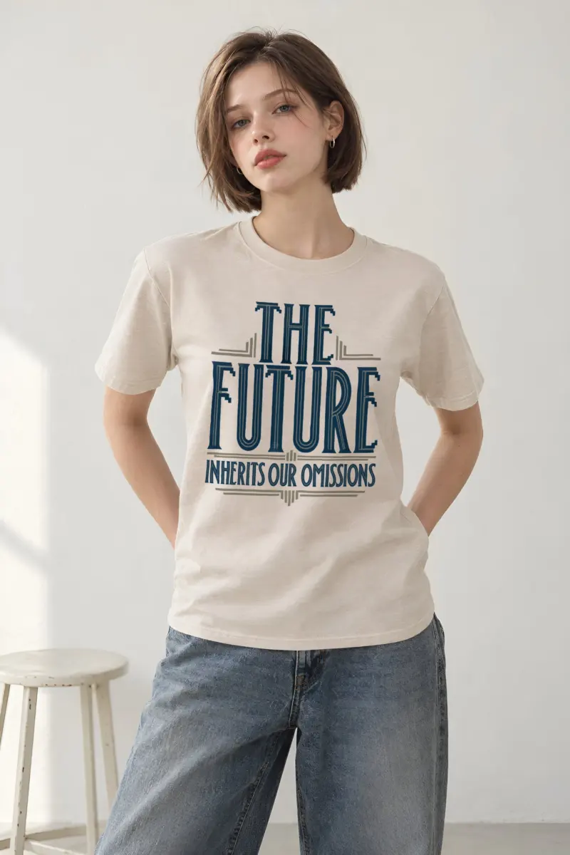 "The Future Inherits Our Omissions" Heavyweight Unisex Crewneck T-shirt