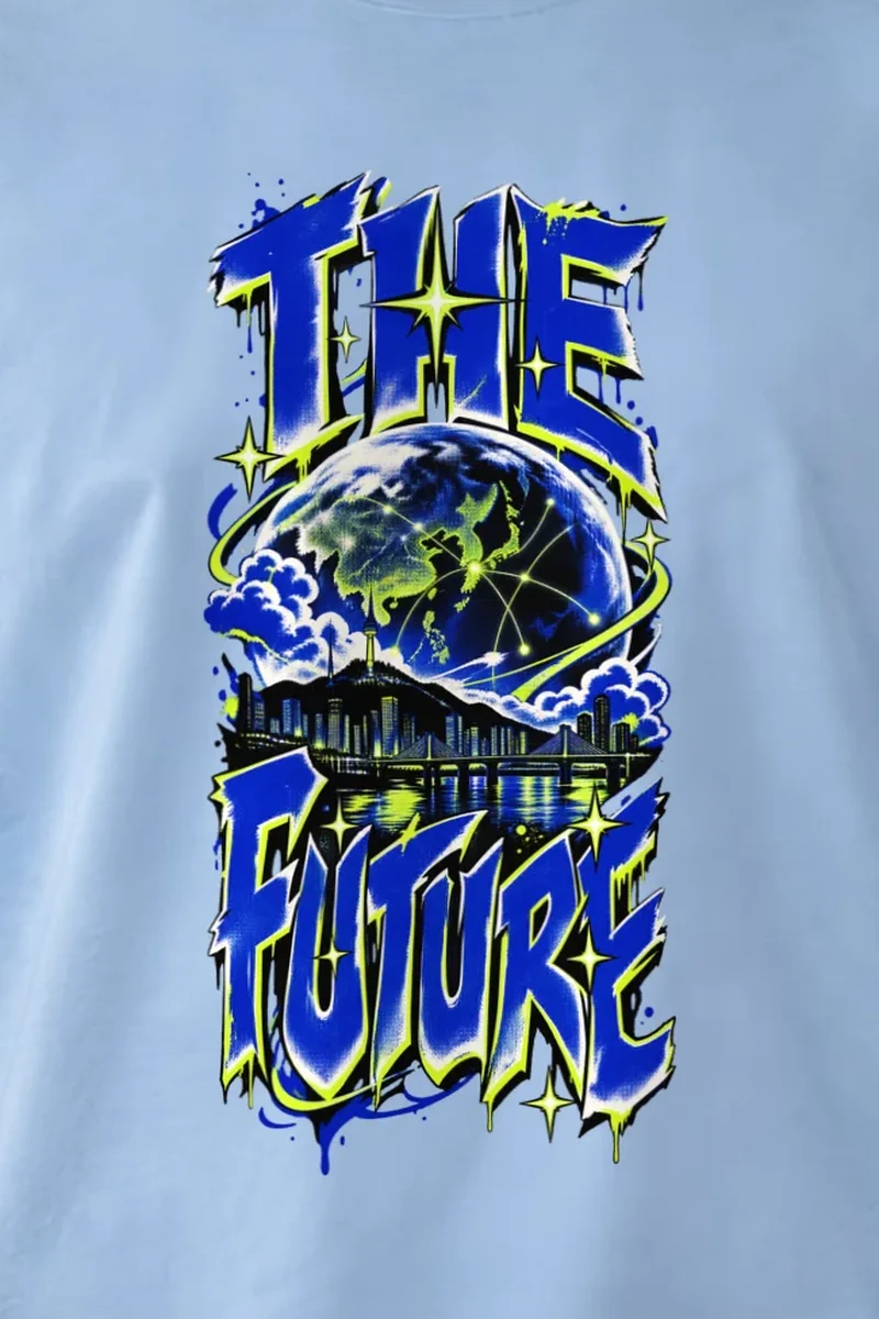 "Networked Horizons" Unisex Longsleeve T-shirt - the graphic up close