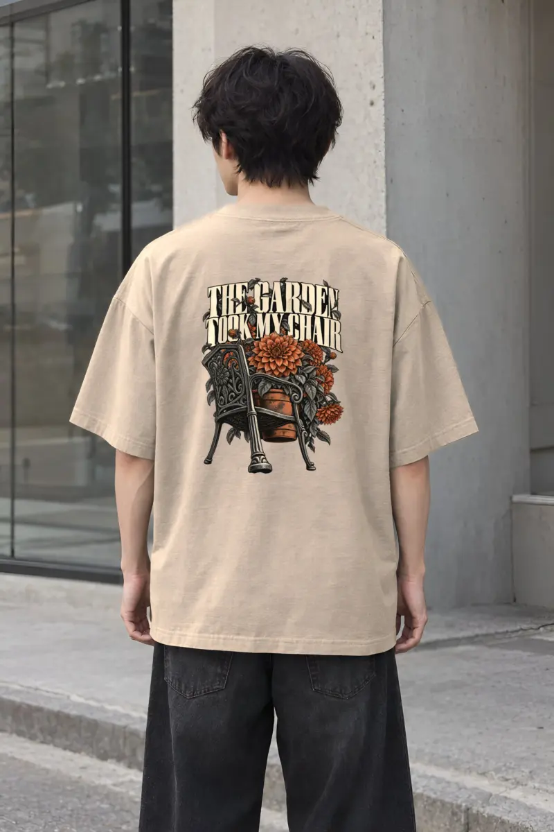 “The Garden Took My Chair” Men’s Oversized Heavyweight Crewneck T-Shirt