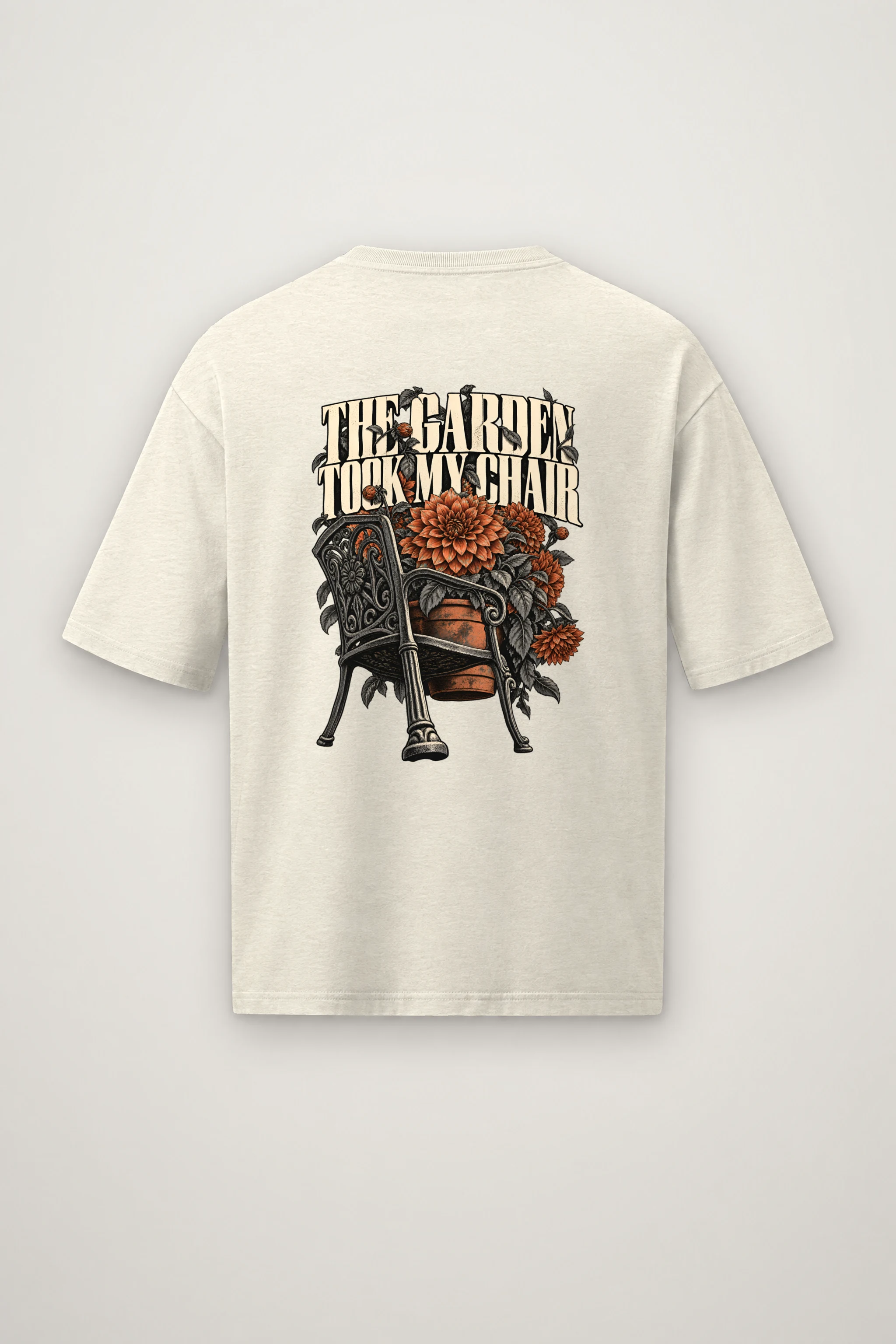 "The Garden Took My Chair" Men's Oversized Heavyweight Crewneck T-Shirt