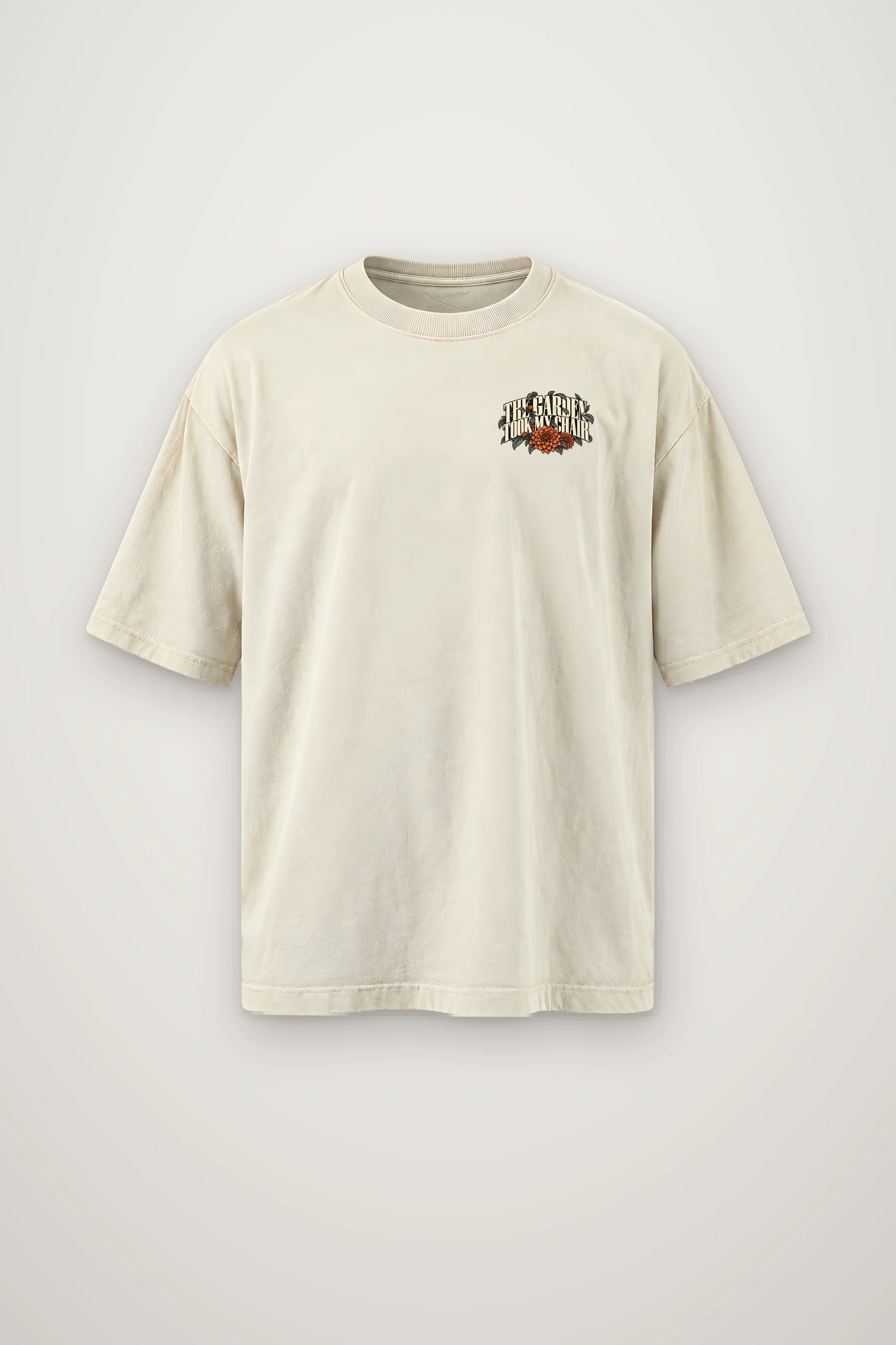 "The Garden Took My Chair" Men's Oversized Heavyweight Crewneck T-Shirt