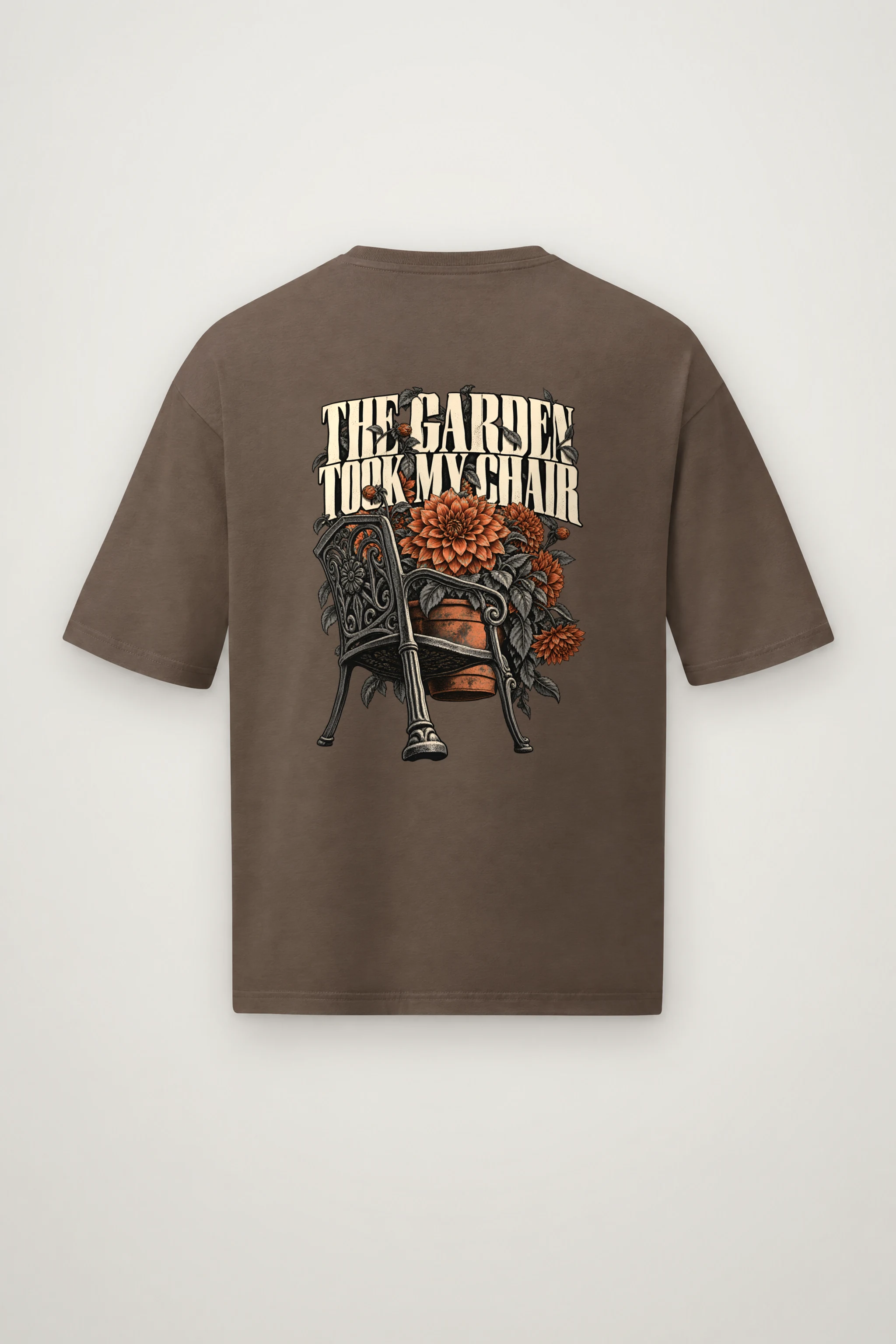"The Garden Took My Chair" Men's Oversized Heavyweight Crewneck T-Shirt