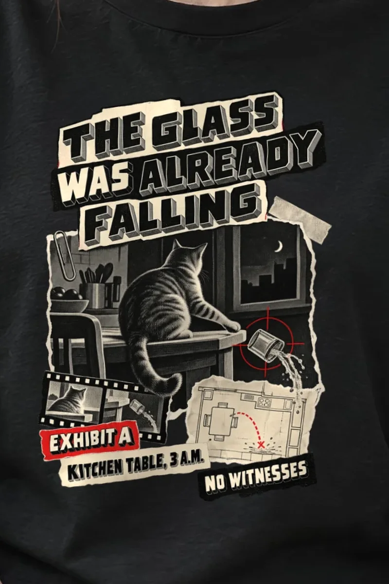 "The Glass Was Already Falling" Heavyweight Unisex Crewneck T-shirt - the graphic up close
