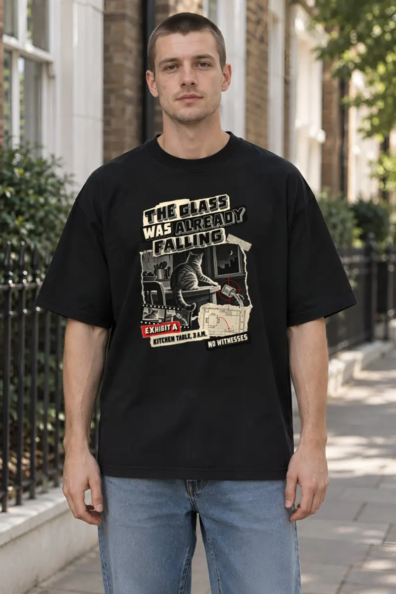 "The Glass Was Already Falling" Unisex Oversized Heavyweight Crewneck T-Shirt
