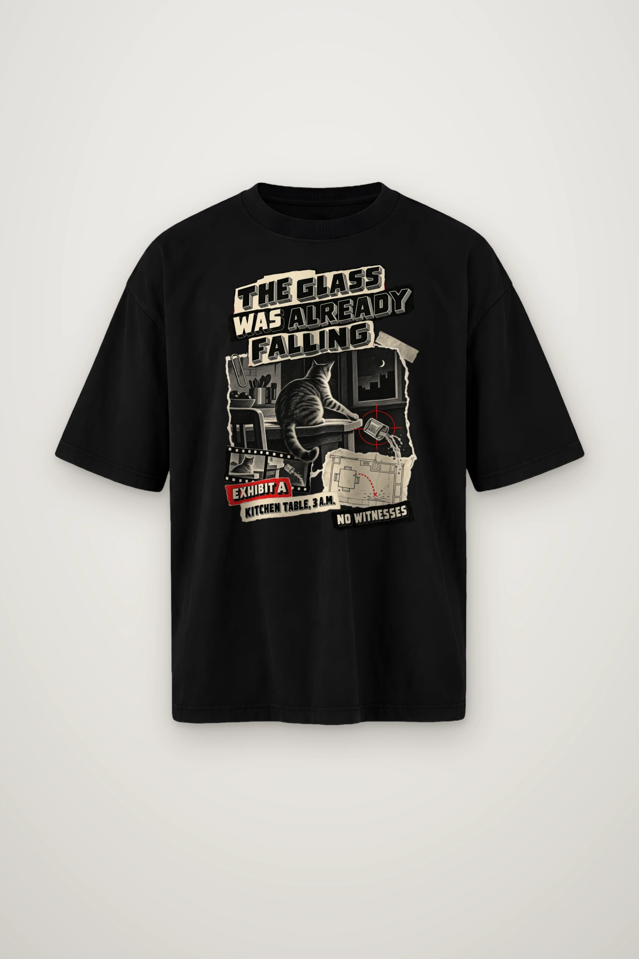 "The Glass Was Already Falling" Men's Oversized Heavyweight Crewneck T-Shirt