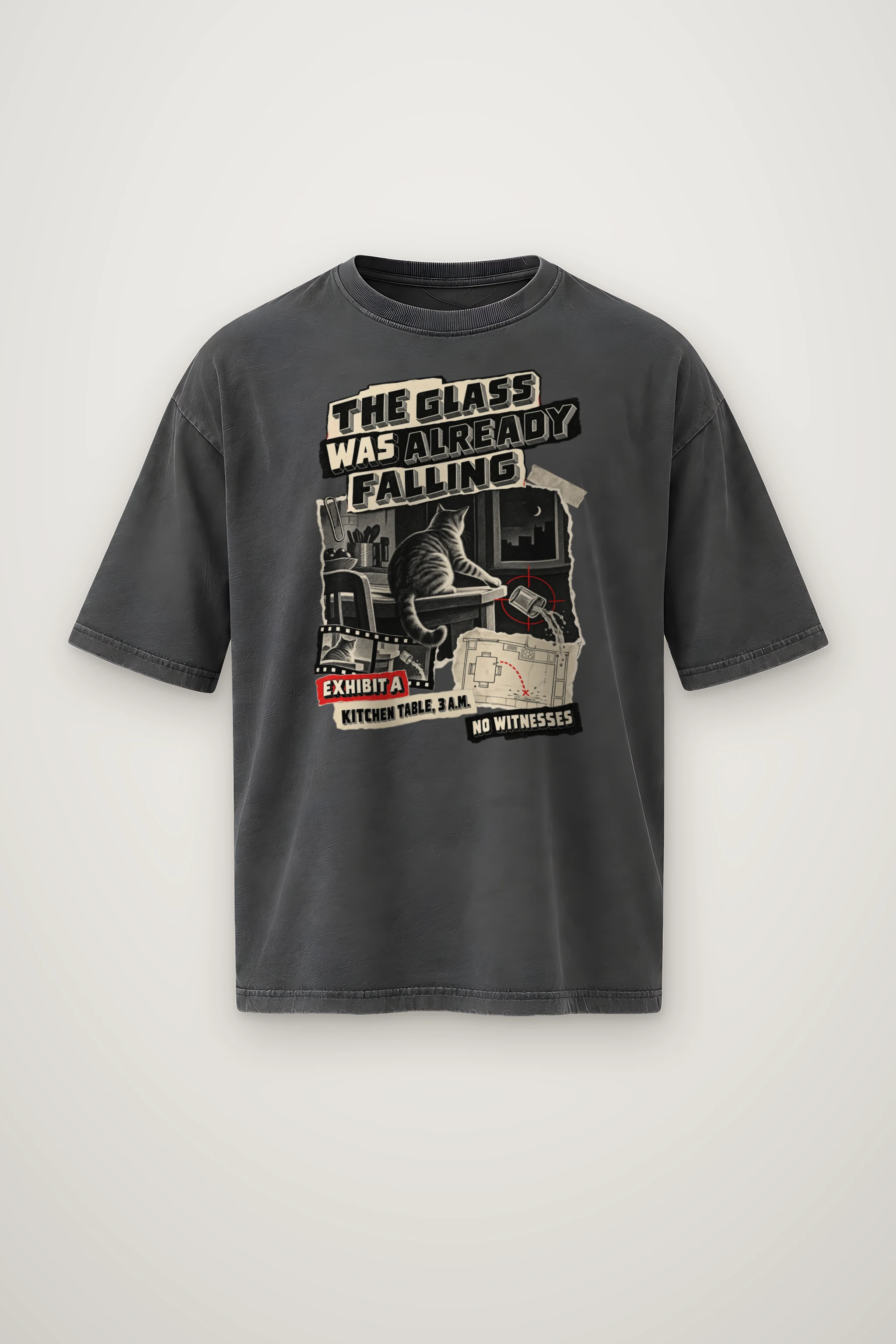 "The Glass Was Already Falling" Men's Oversized Heavyweight Crewneck T-Shirt
