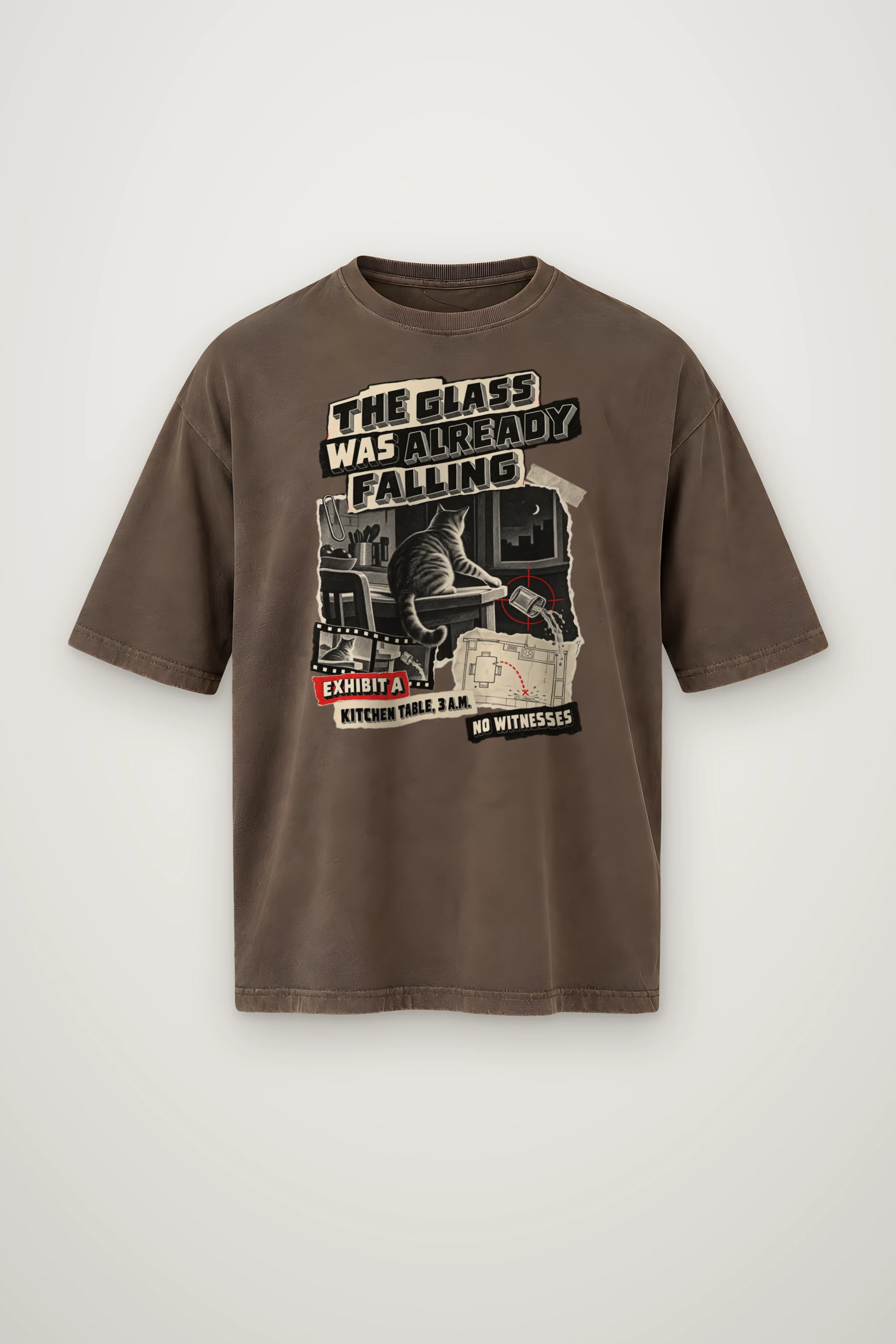 "The Glass Was Already Falling" Men's Oversized Heavyweight Crewneck T-Shirt