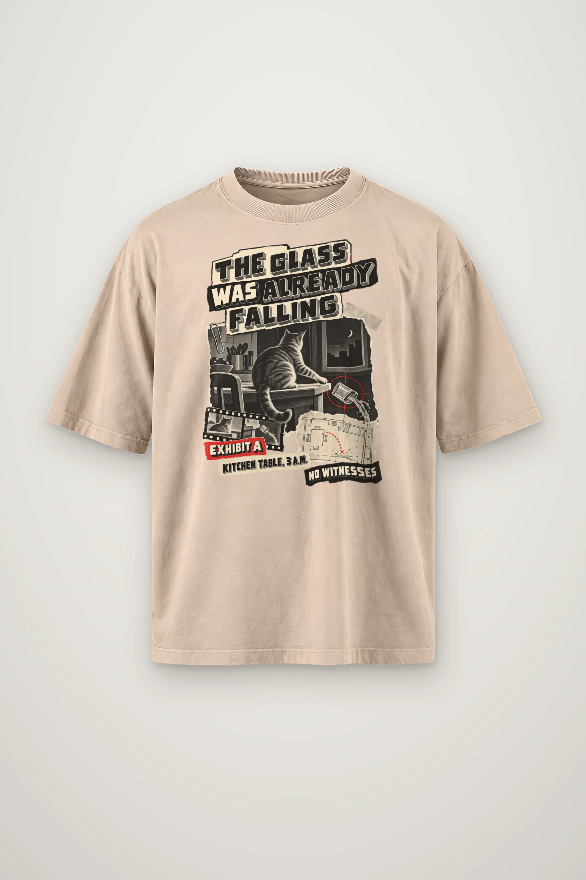 "The Glass Was Already Falling" Men's Oversized Heavyweight Crewneck T-Shirt